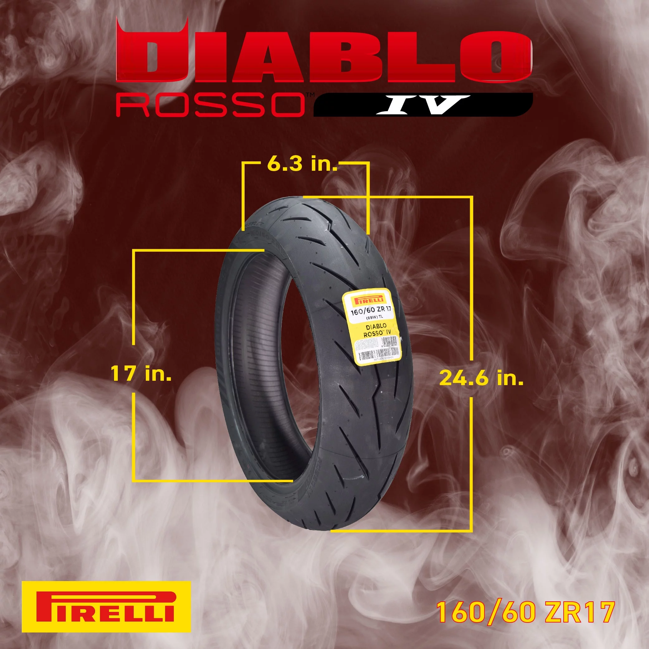 Pirelli Diablo Rosso IV Street Sport 120/70ZR17 58W TL Front Motorcycle Tire 120/70-17 Rosso 4 - Inhomebuy