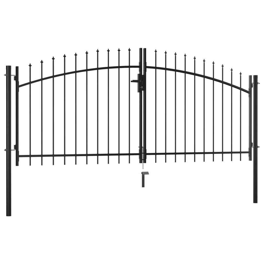 vidaXL Double Door Fence Gate with Spear Top - Inhomebuy