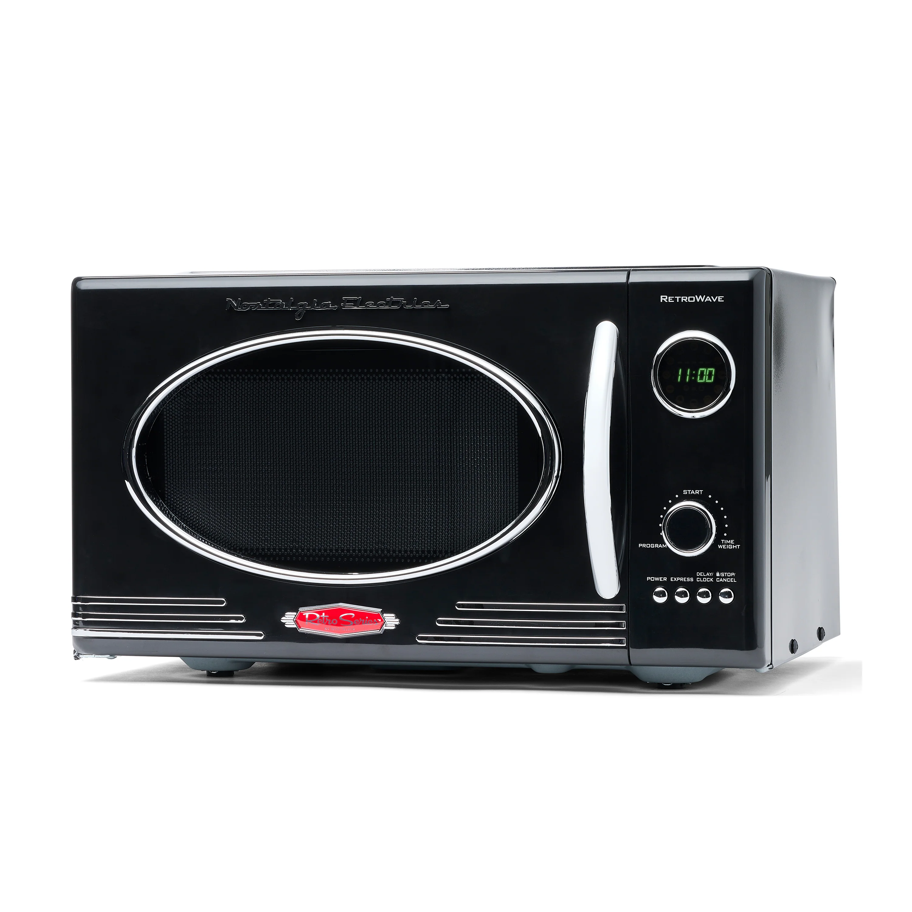 Retro 0.9 Cubic Foot 800-Watt Countertop Microwave Oven - Black - Inhomebuy