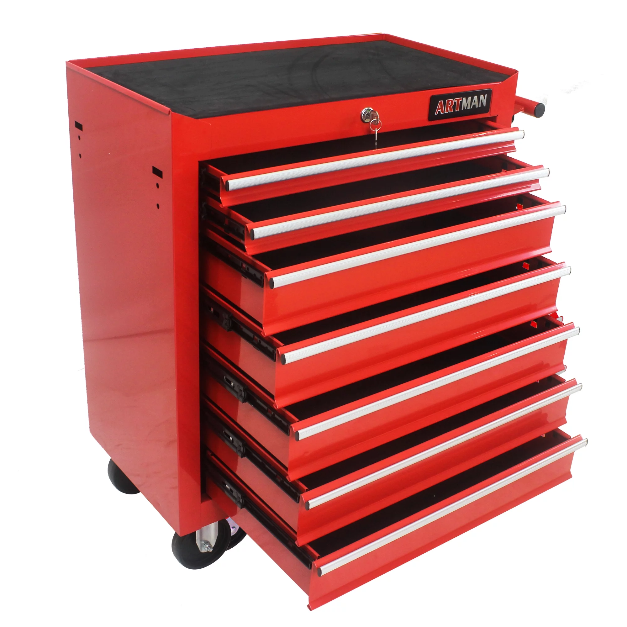 7 Drawers Rolling Tool Chest Cabinet with Wheels, Tool Storage Cabinet and Tool Box Organizer for Garage Warehouse Workshop, Red - Inhomebuy