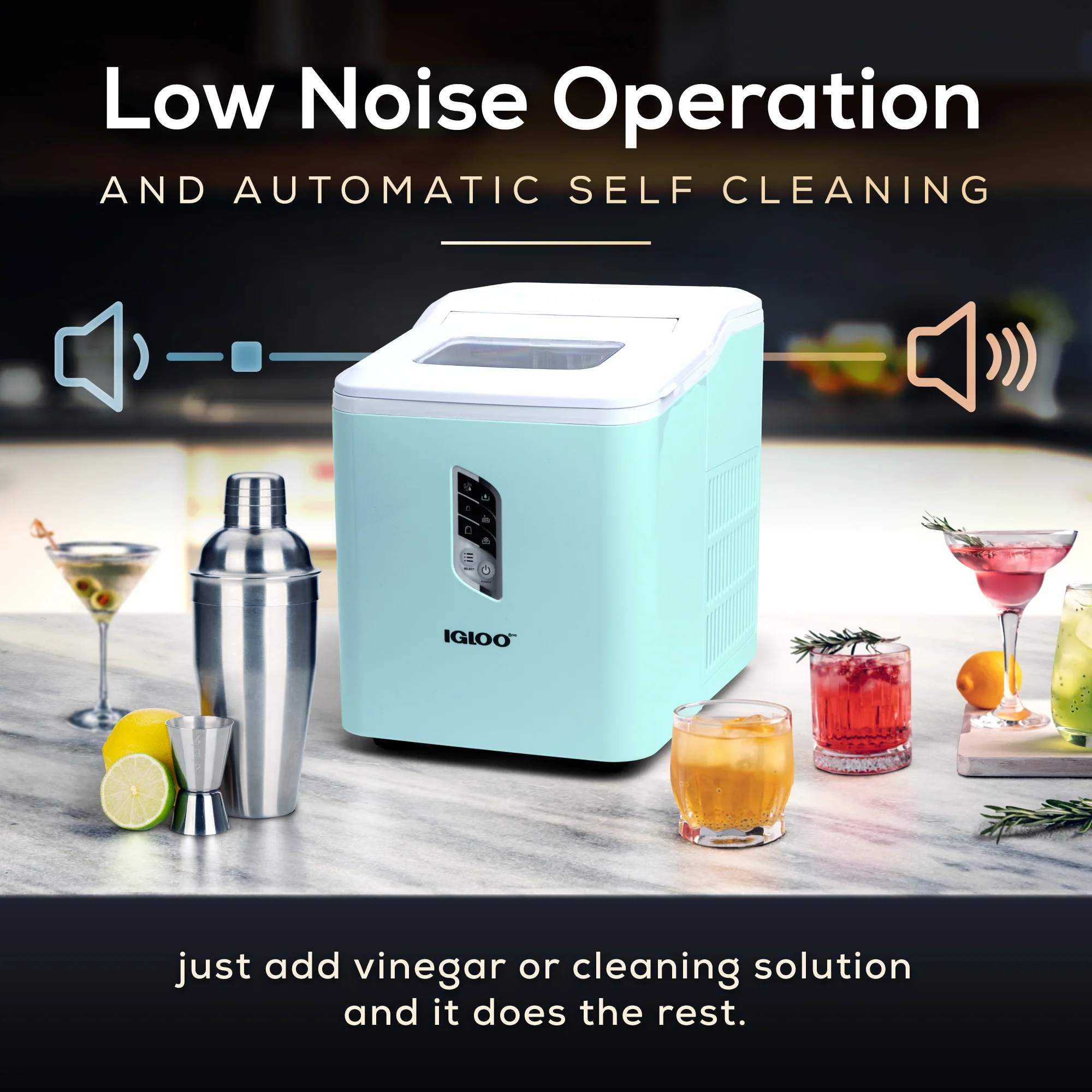 Igloo Automatic Self-Cleaning 26-Pound Ice Maker, Aqua - Inhomebuy