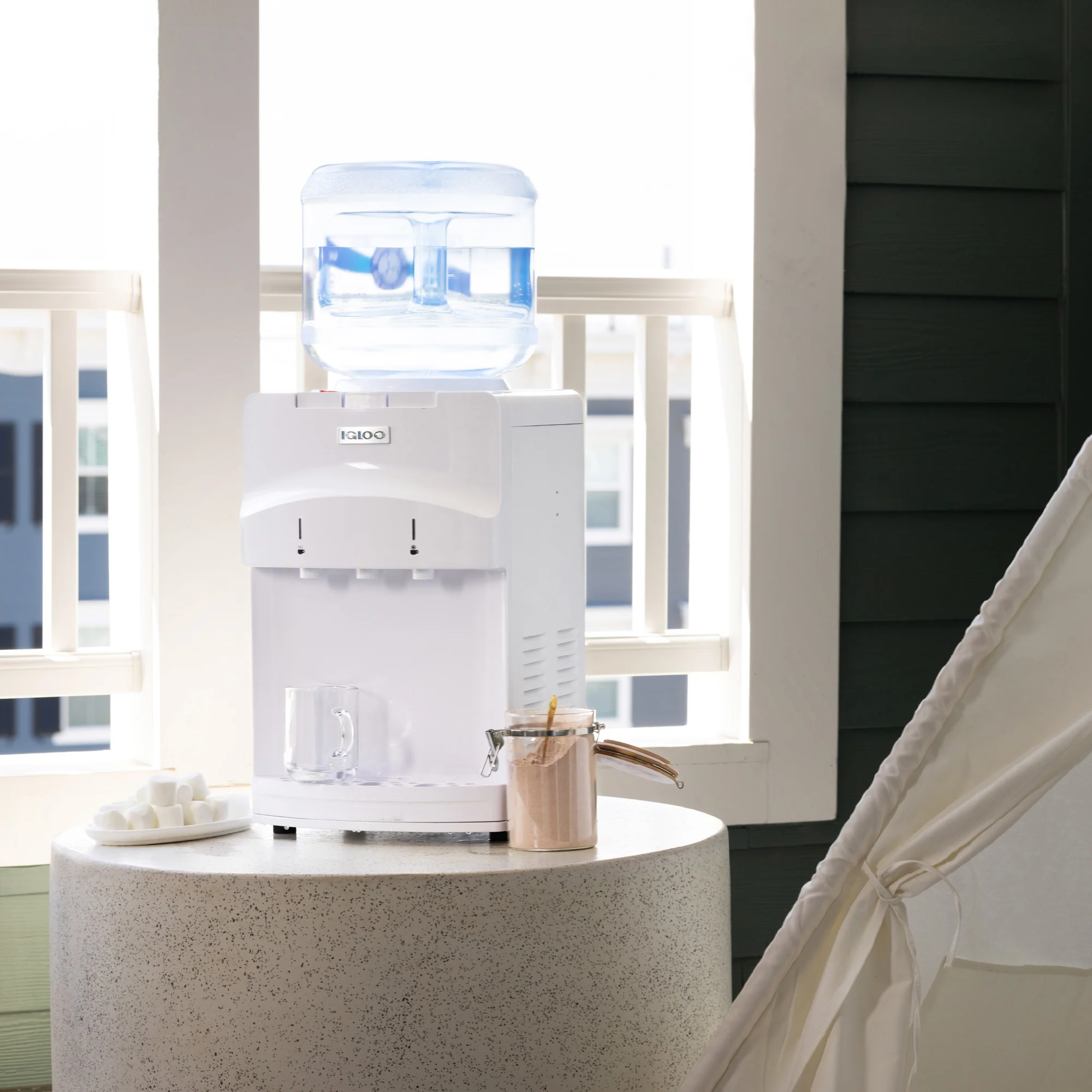 Igloo Countertop Room Temperature-Cold & Hot Top Loading Water Dispenser, White - Inhomebuy