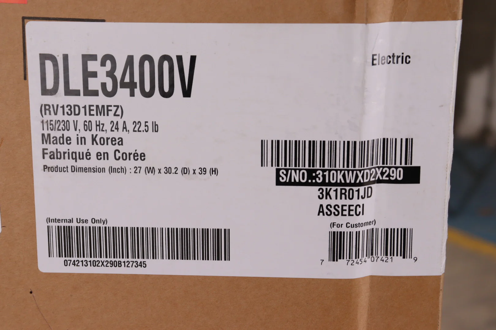 LG 7.4 CU. FT. GRAPHITE STEEL ULTRA LARGE CAPACITY ELECTRIC DRYER WITH SMARTDIAGNOSIS - DLE3400V - Inhomebuy