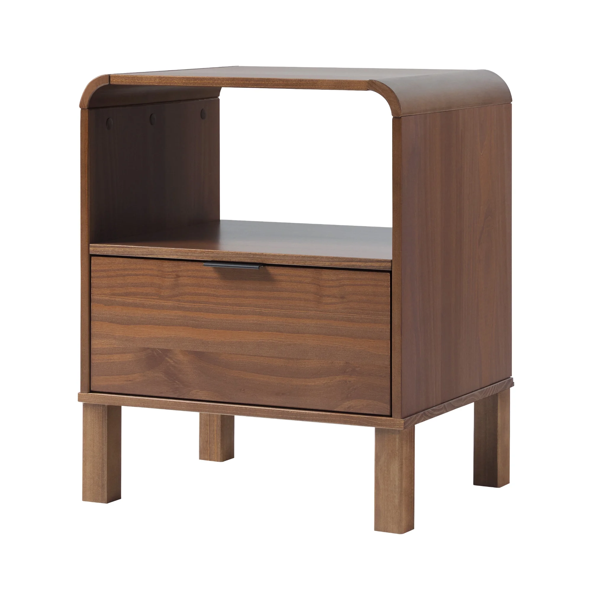 Walker Edison Modern Curved-Frame Solid Wood Nightstand, Brown - Inhomebuy
