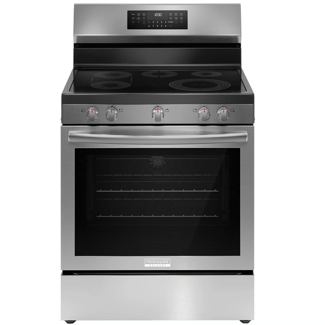 FRIGIDAIRE GALLERY 30 IN 5.3 CU FT. STAINLESS STEEL ELECTRIC 5-BURNER RANGE WITH TOTAL CONVECTION - - Inhomebuy