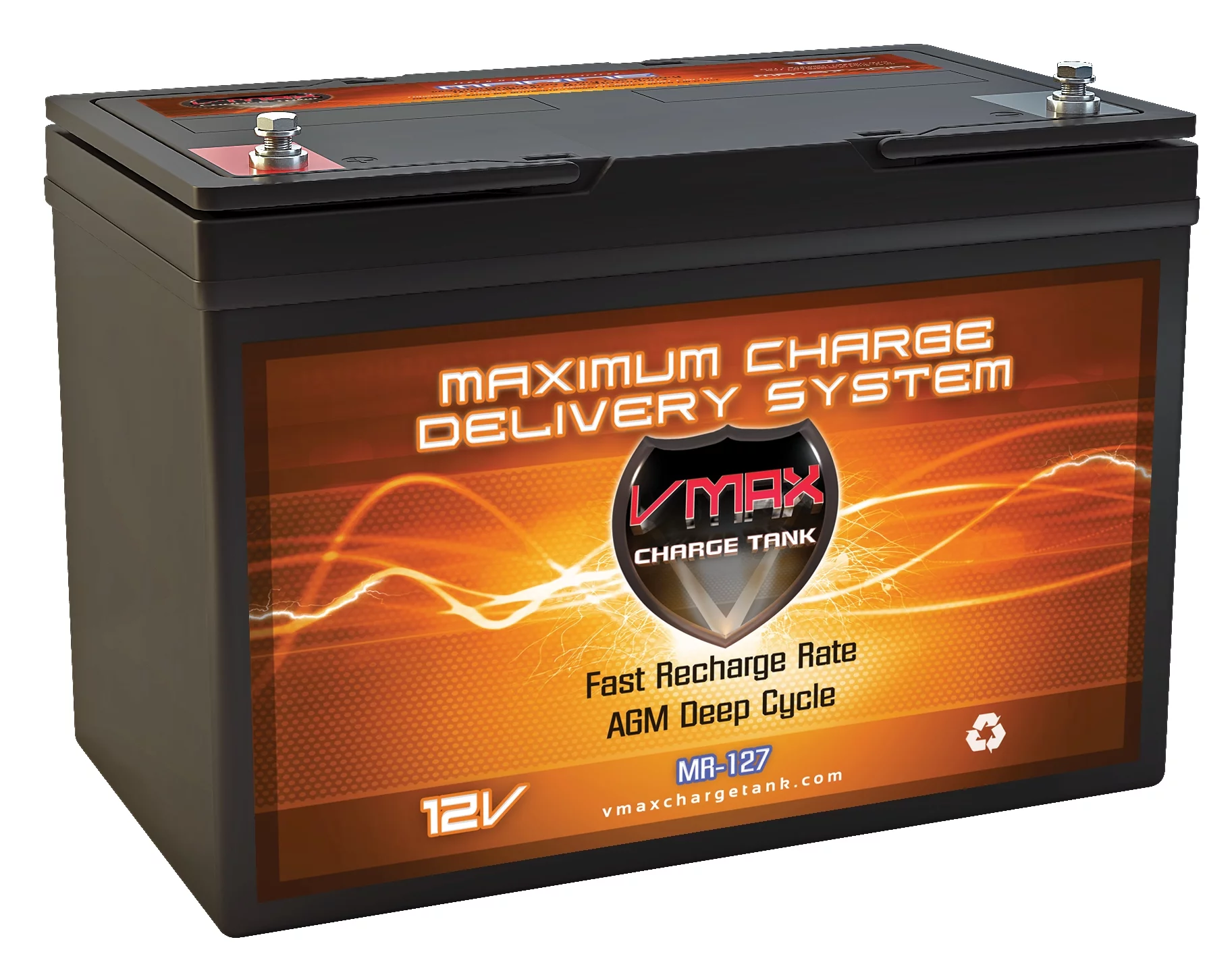 VMAX MR127-100 12V 100Ah AGM Deep Cycle Marine Battery for 12 Volt 45 Pound 45lb Thrust 12V Trolling Motors - Inhomebuy