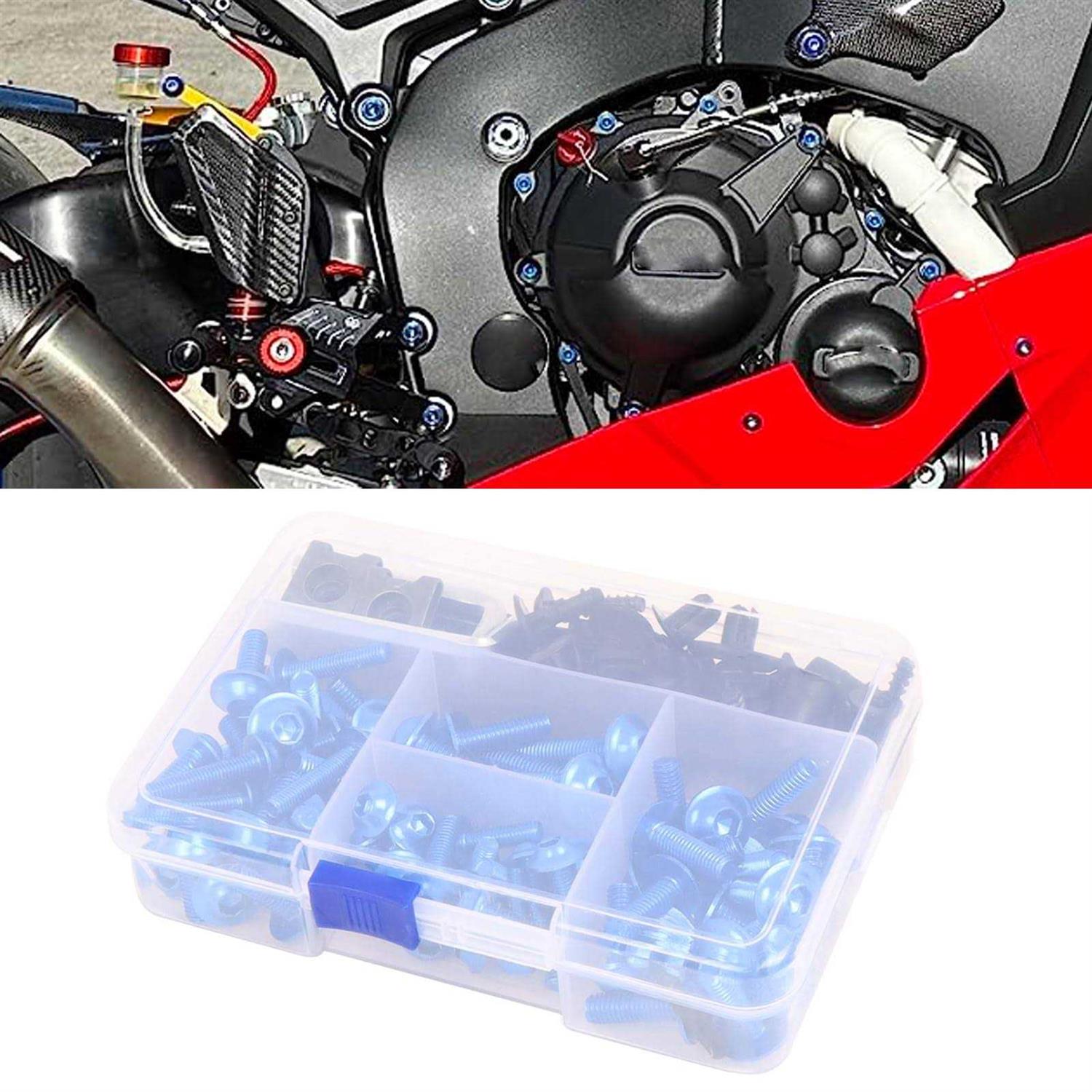 Worldmotop Fairing Bolt Kit Screws Fasteners Universal Compatible with Yamaha Honda Kawasaki Suzuki BMW,Fairing Bolt Kits Metric Bolts and Nuts Kit - Inhomebuy