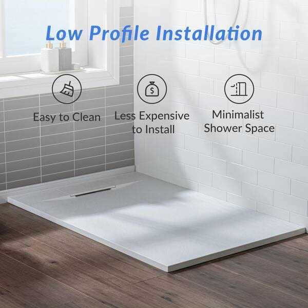 WOODBRIDGE Alcove Zero Threshold Shower Pan Base Drain - Inhomebuy