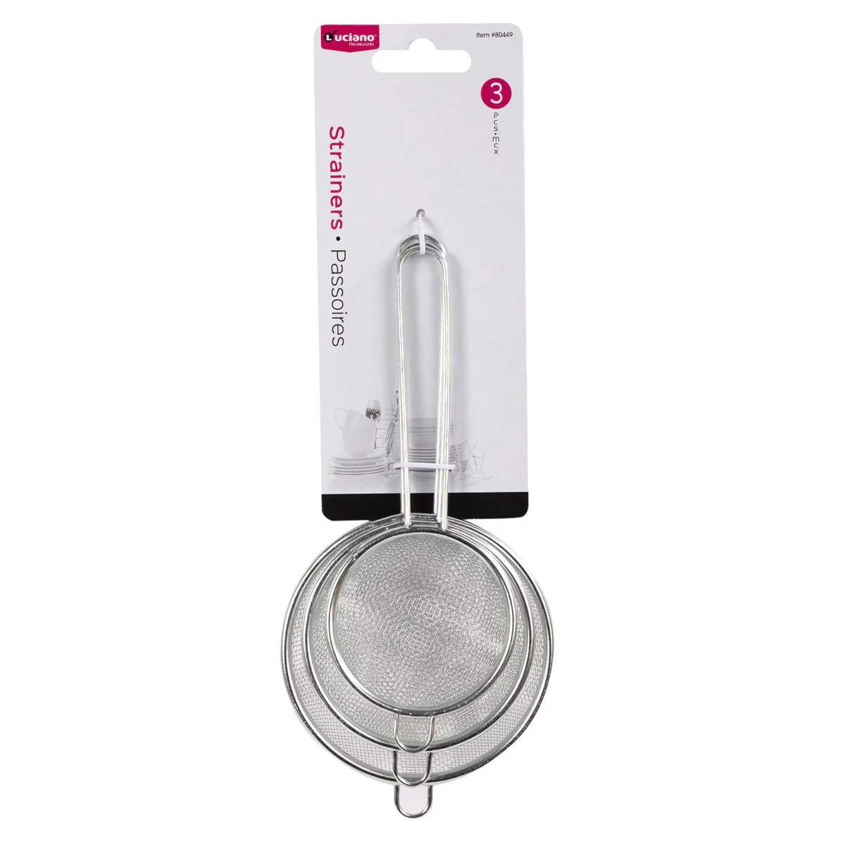 Luciano 3pc Mesh Strainer Set 3.75''/ 3.25''/ 2.75'' | 80449 - Inhomebuy