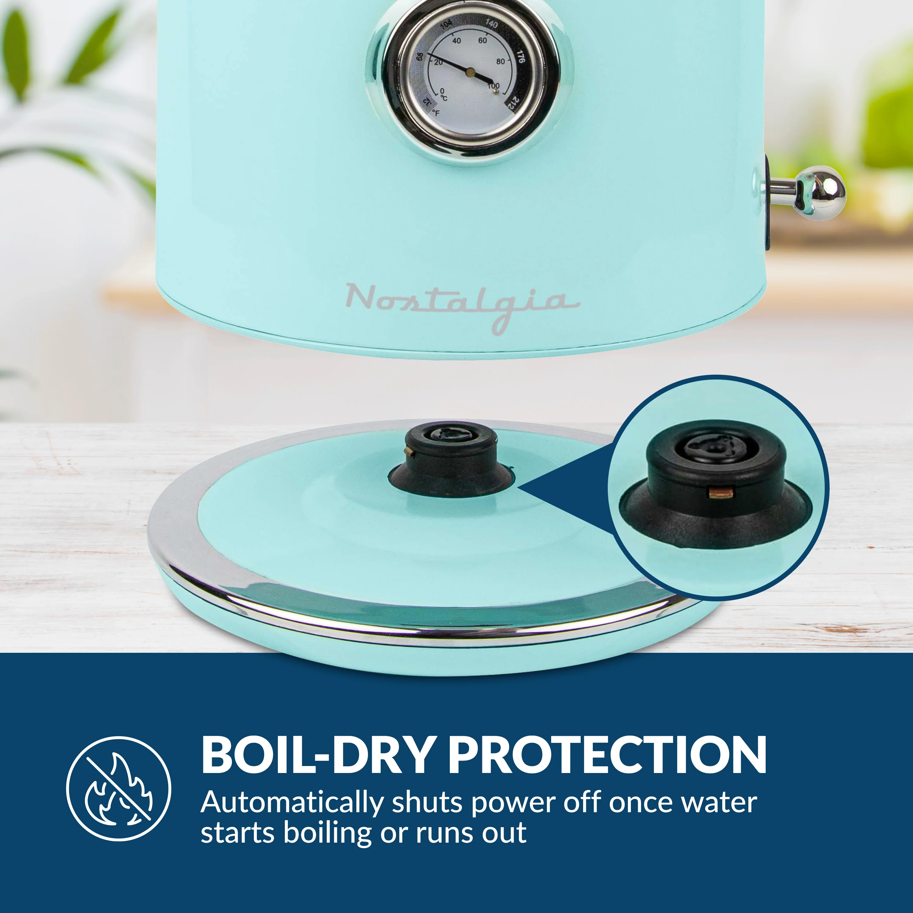 Retro Stainless Steel Electric Tea and Water Kettle, Aqua - Inhomebuy