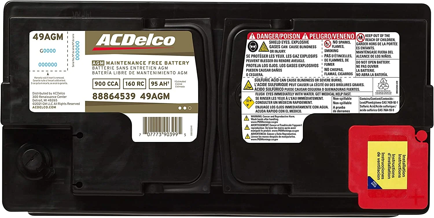 ACDelco AGM Automotive BCI Group 49 Battery 49AGM 12 Volts - Inhomebuy