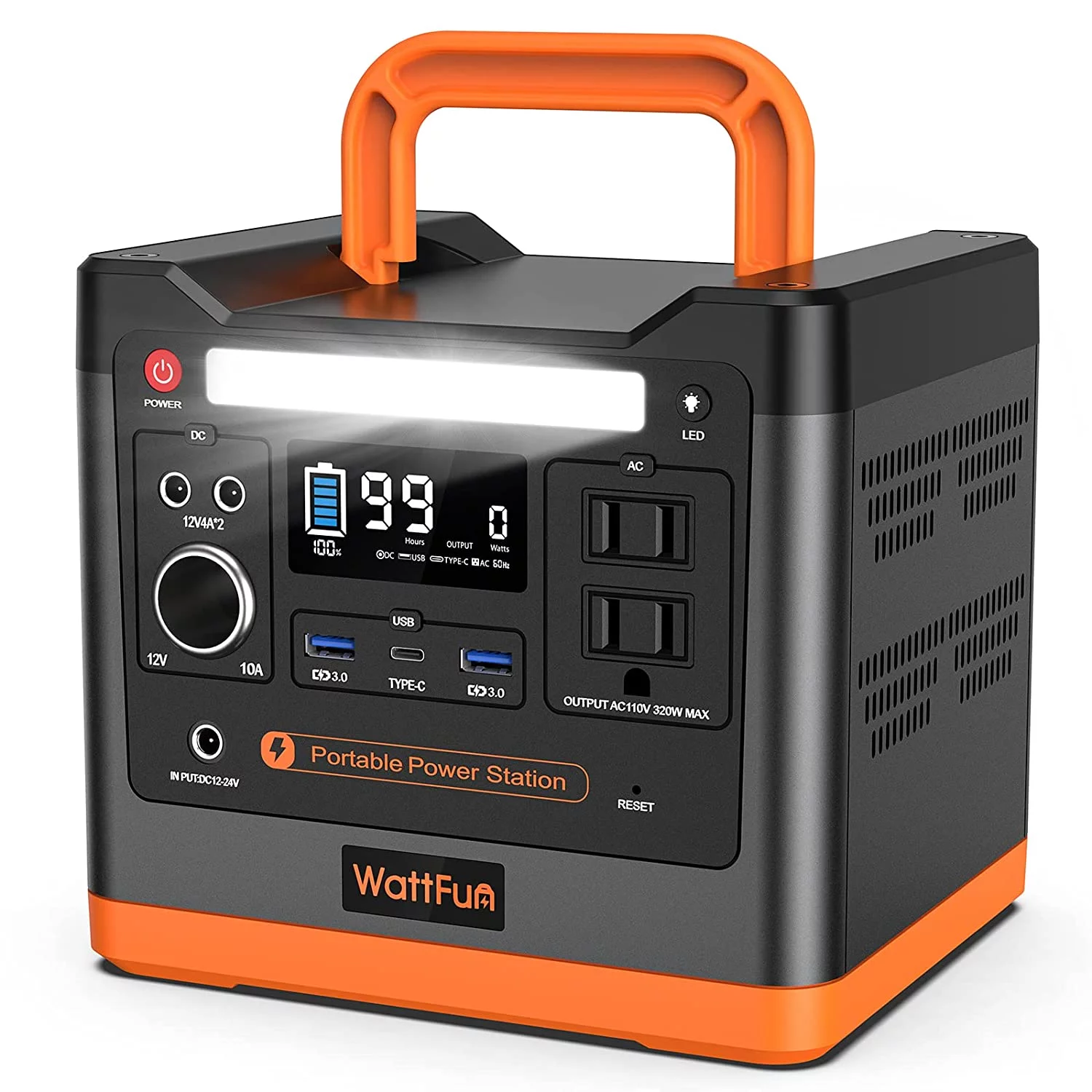 Wattfun Portable Power Station, 96000mAh/298Wh LiFePO4 Solar Generator - Inhomebuy