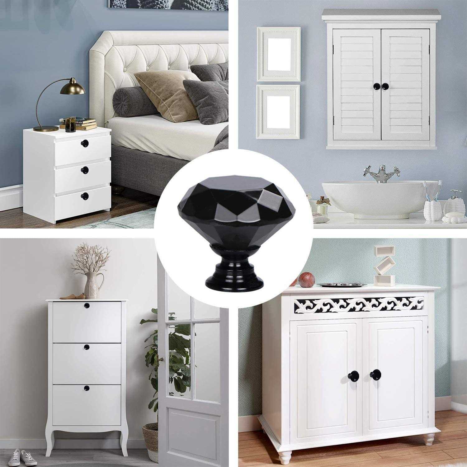 Yourgift Drawer Knobs Diamond Shaped Crystal Glass 30mm Cabinet Knobs Pull Handles - Inhomebuy