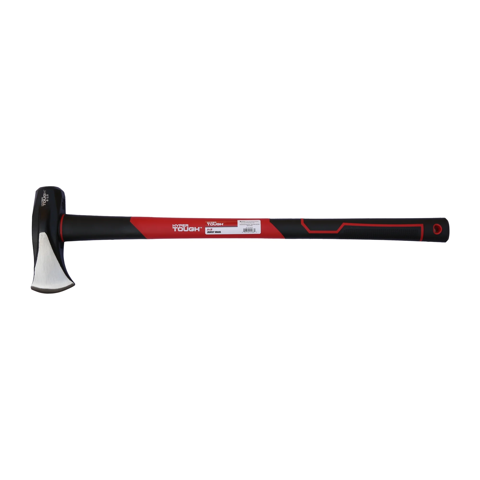 Hyper Tough 8 lb Splitting Burst Axe Maul Red & Black Double Injection Fiberglass 34