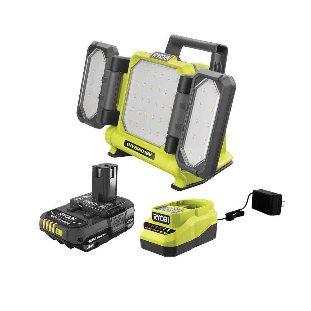 RYOBI ONE+ 18V Cordless Compact Power Scrubber Kit with 2.0 Ah Battery, Charger, and 6 Kit - Inhomebuy