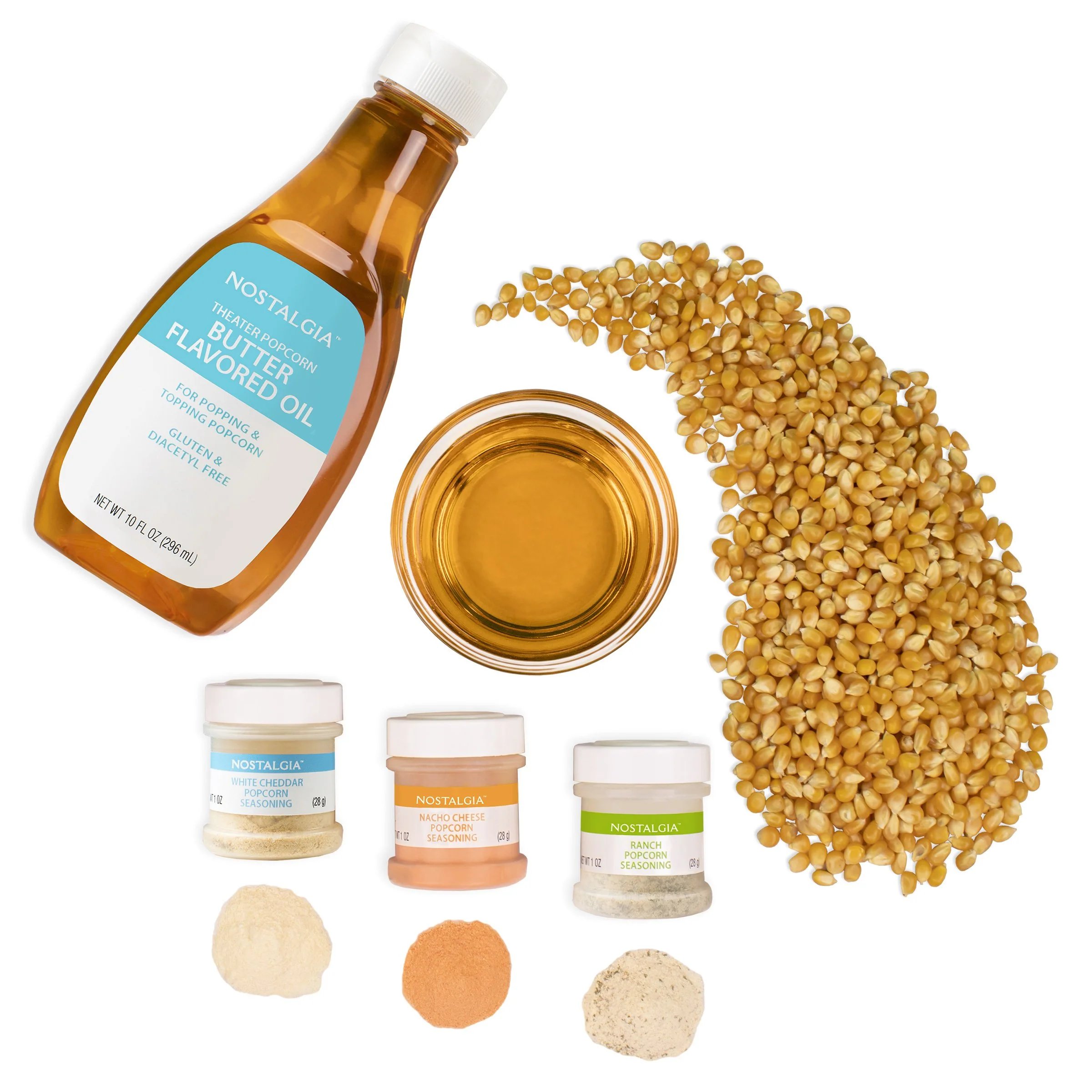 Hot Air & Kettle Popcorn Kit, 3 Seasonings, Oil, Popcorn Kernels - Inhomebuy