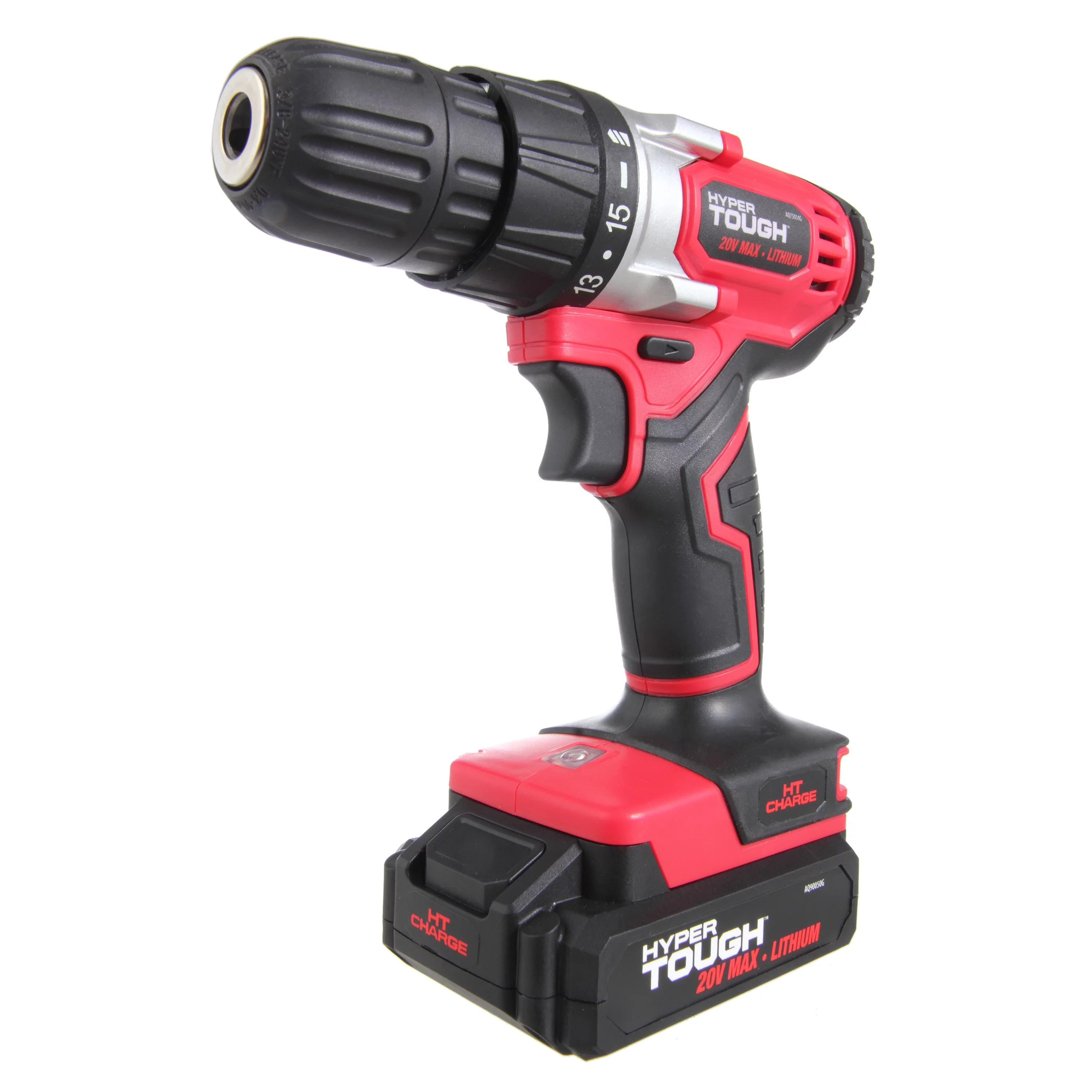 Hyper Tough 20V Max Lithium-ion Cordless Drill, 3/8 inch Chuck, Variable Speed, with 1.5Ah Lithium-ion Battery and Charger, Bit Holder & LED Light - Inhomebuy