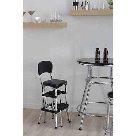 Cosco Black Retro Counter Chair / Step Stool - Inhomebuy