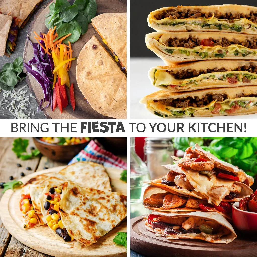 Taco Tuesday Deluxe 8-Inch 6-Wedge Electric Quesadilla Maker with Extra Stuffing Latch - Inhomebuy