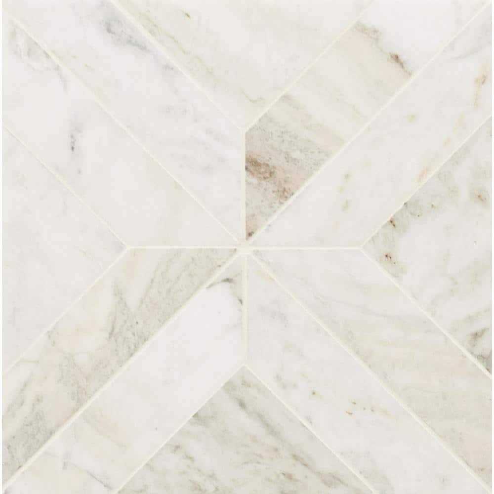 MSI Arabescato Venato White 12 in. x 12 in. x 10mm Honed Mosaic Marble Floor and Wall Tile - Inhomebuy