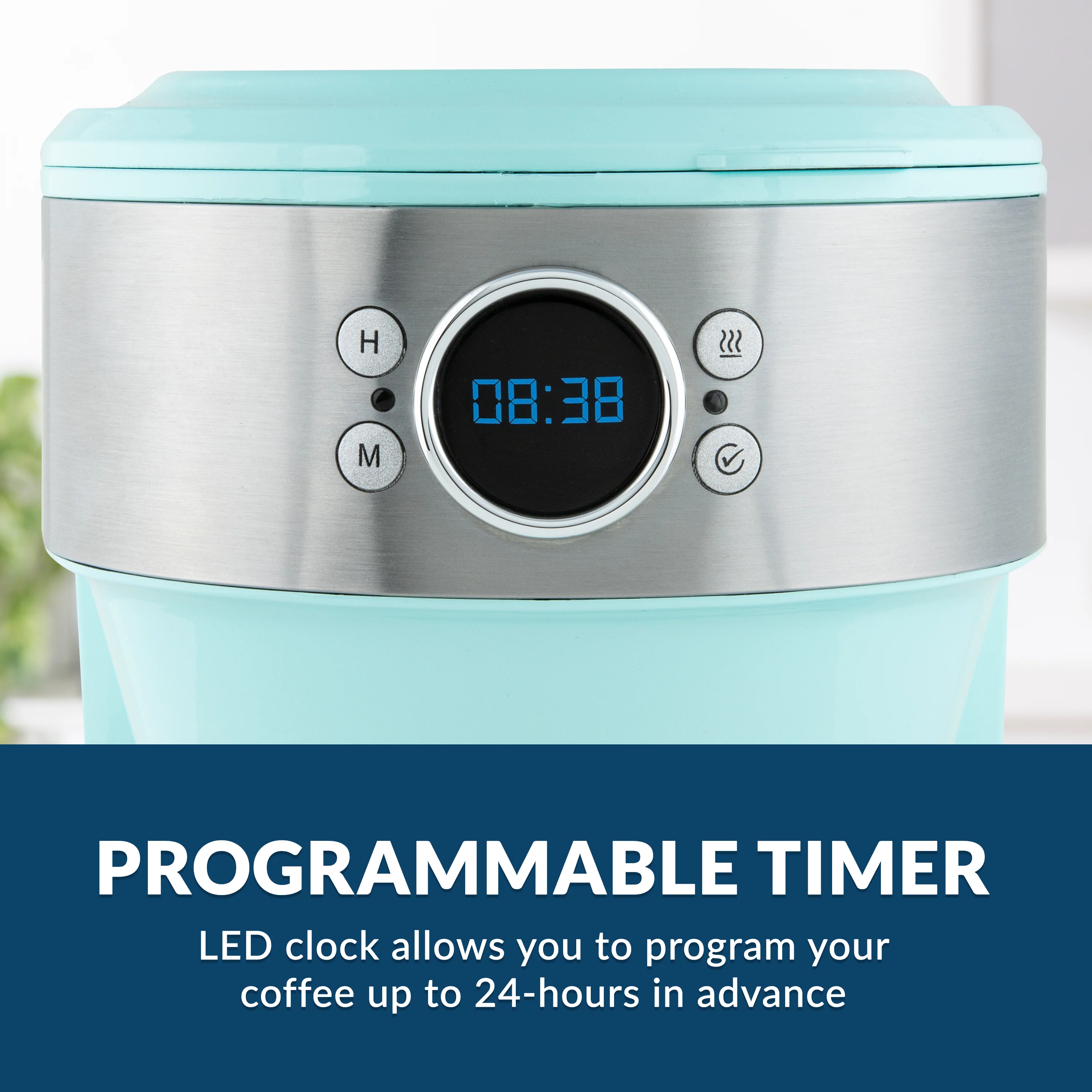 12 Cup Retro Coffee Maker, Aqua - Inhomebuy