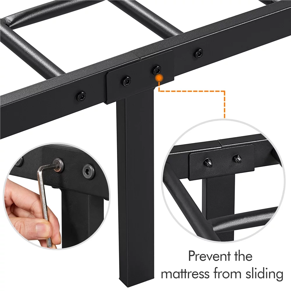 Topeakmart Metal Bed Frame Four-Poster Canopied with Headboard & Footboard, Queen, Black - Inhomebuy