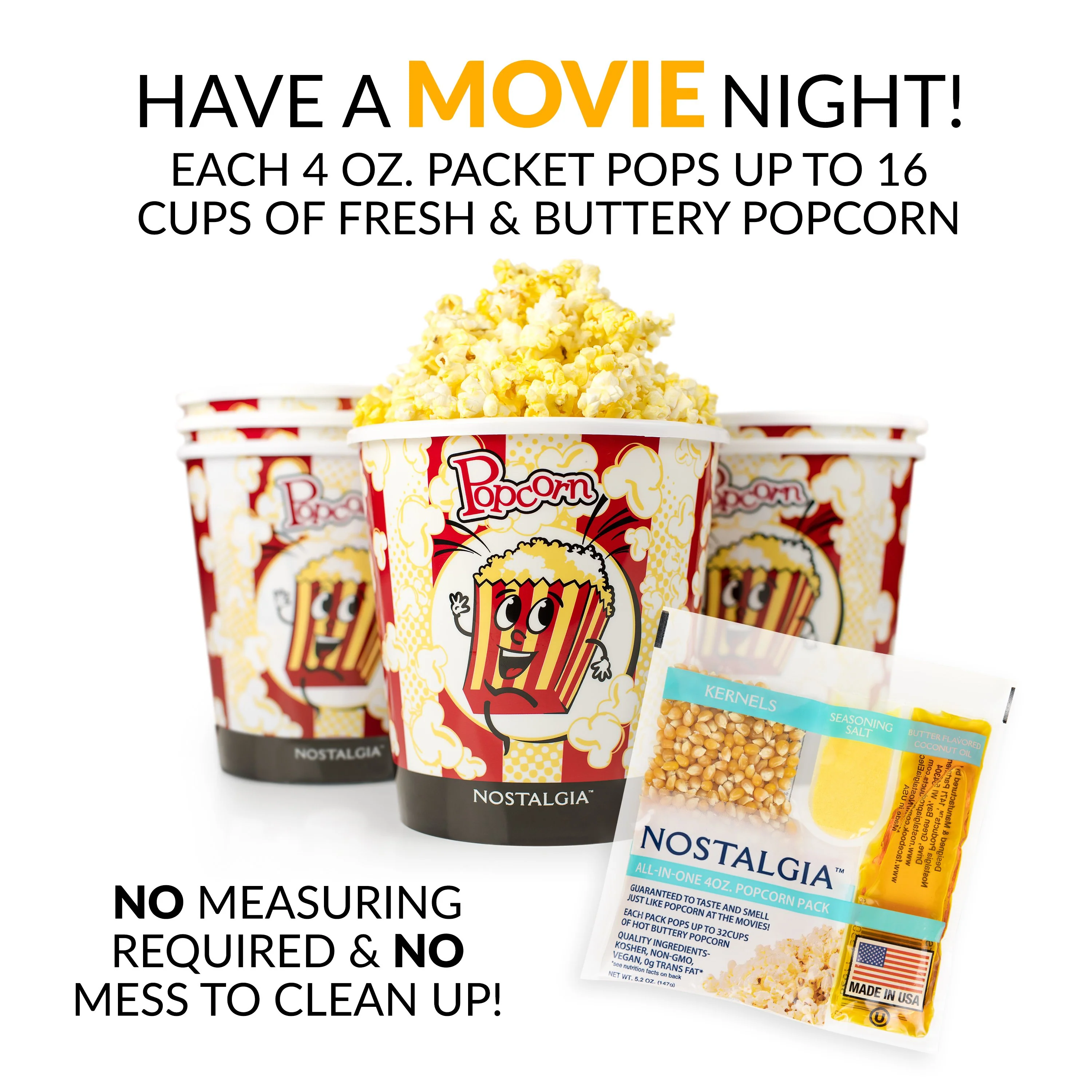 Best Tasting Premium 4-Ounce Popcorn, Oil & Seasoning Salt All-In-One Packs - 24 Count - Inhomebuy