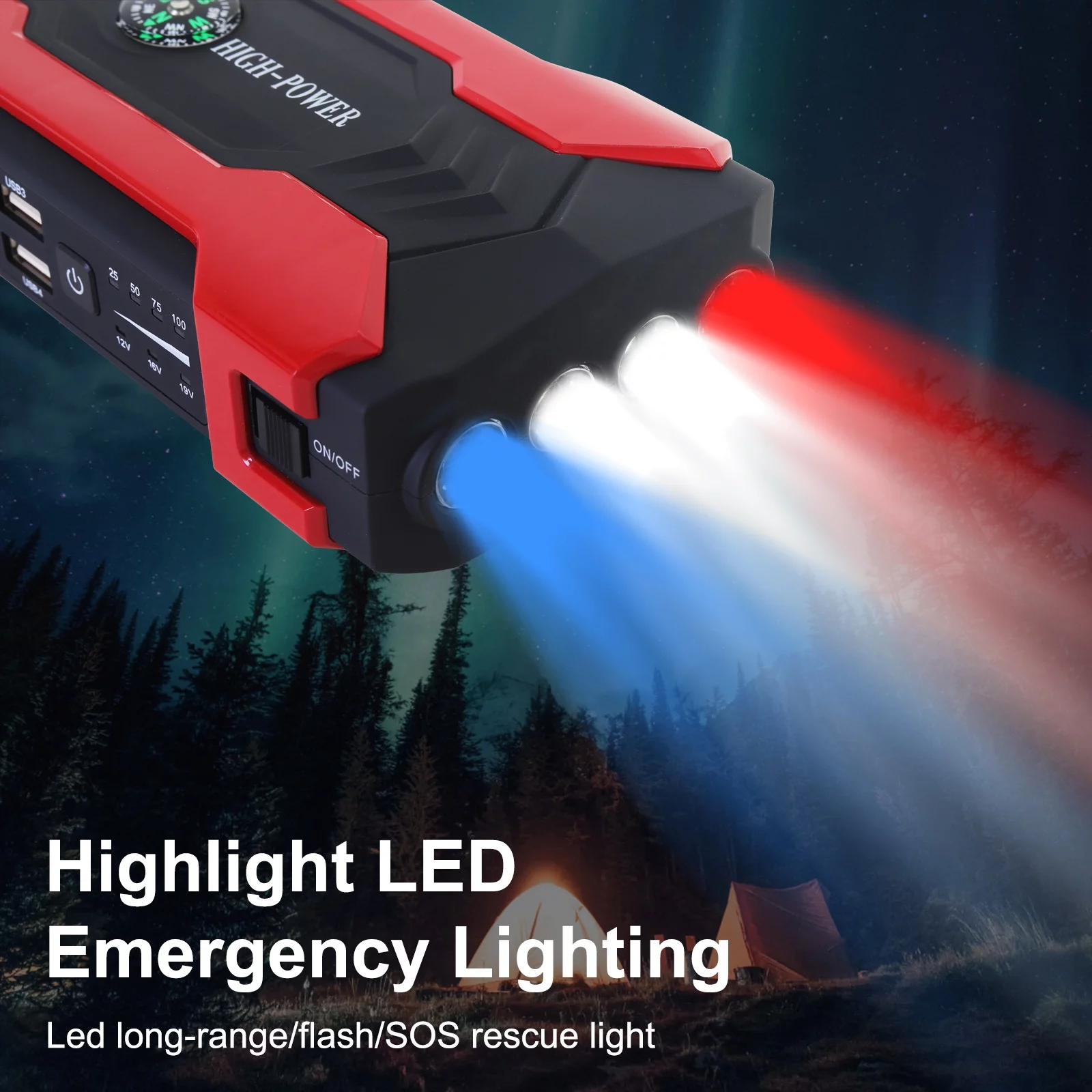 Multi-functional Car Battery Jump Starter 99800mAh Portable Charger Power Bank for Cell Phone, 4 USB Ports, LED Flashlight, Emergency 12V Auto Jump Starter Power Pack USA - Inhomebuy