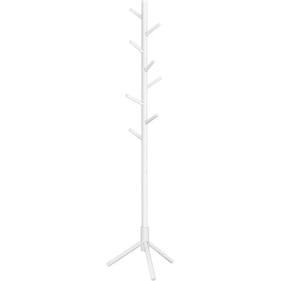 VASAGLE Coat Rack Solid Wood Free Standing Coat Rack Tree-Shaped Coat Rack with 8 Hooks for Clothes Hats Bags for Living Room Bedroom Dark Walnut - Inhomebuy