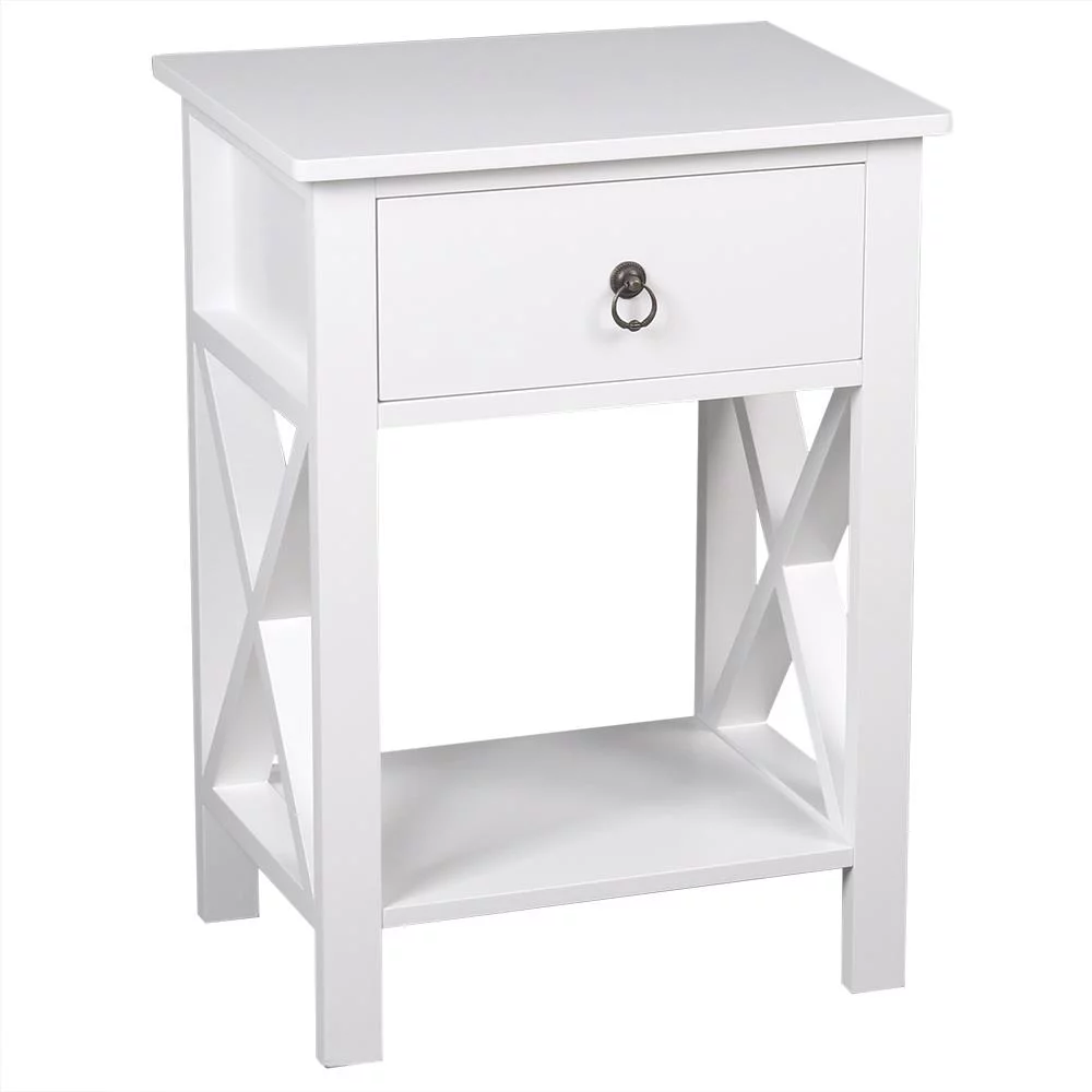 UBesGoo Set of 2 Night Stands for Bedroom Rustic Nightstand Bedside End Tables with Drawer Storage,White - Inhomebuy