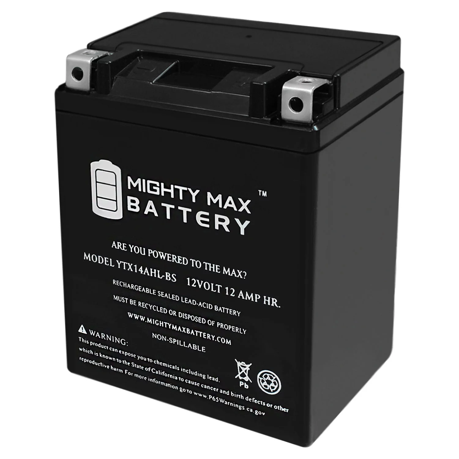 YTX14AHL 12V 12Ah Battery for Kawasaki 650 KL650-A, E, KLR 1987 - 2012 - Inhomebuy