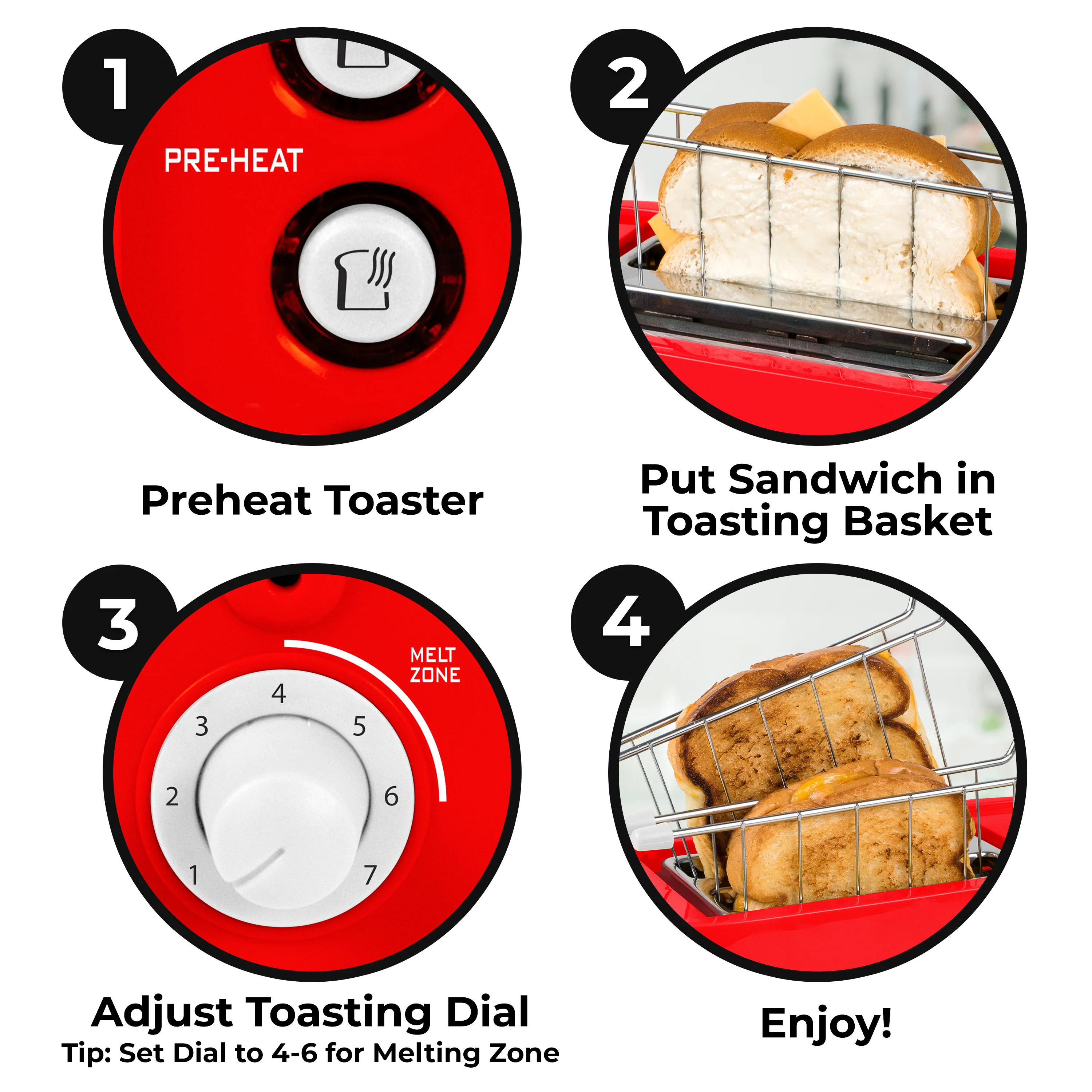 Coca-Cola® Grilled Cheese Toaster with Easy-Clean Toaster Baskets and Adjustable Toasting Dial - Inhomebuy