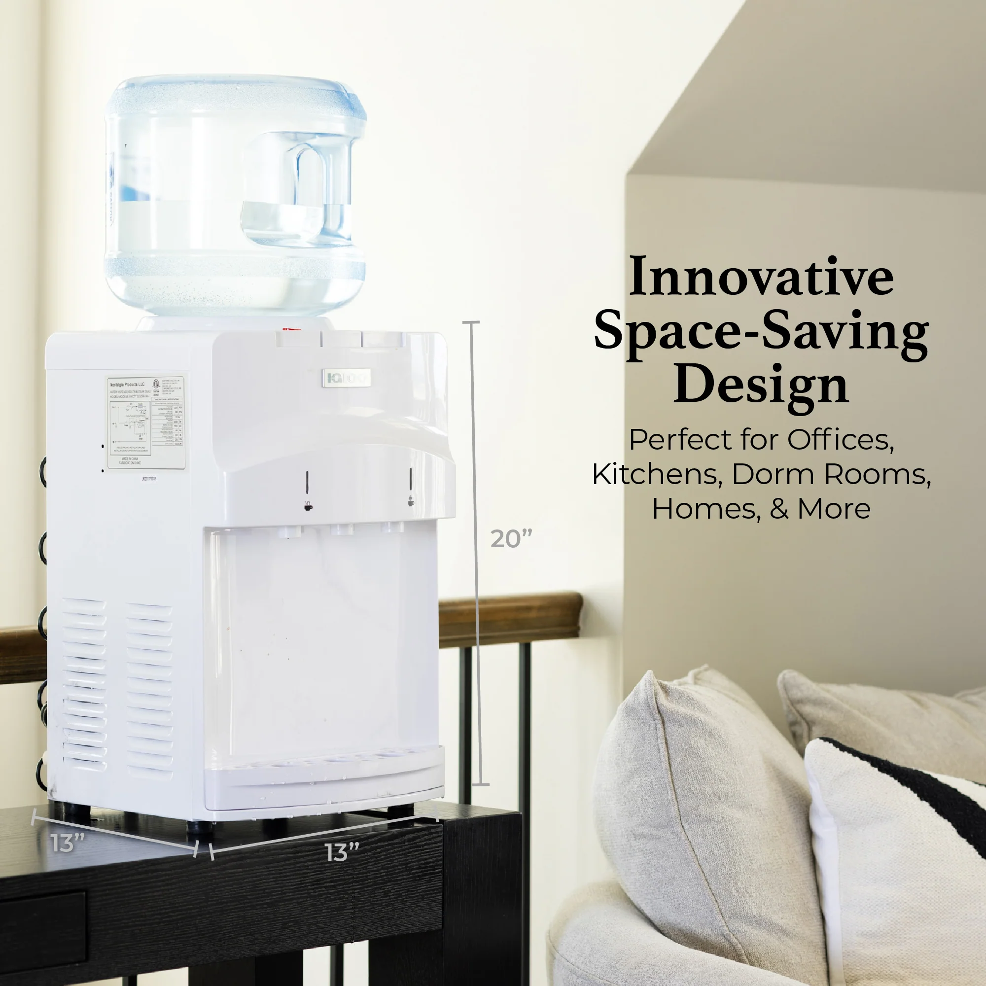 Igloo Countertop Room Temperature-Cold & Hot Top Loading Water Dispenser, White - Inhomebuy