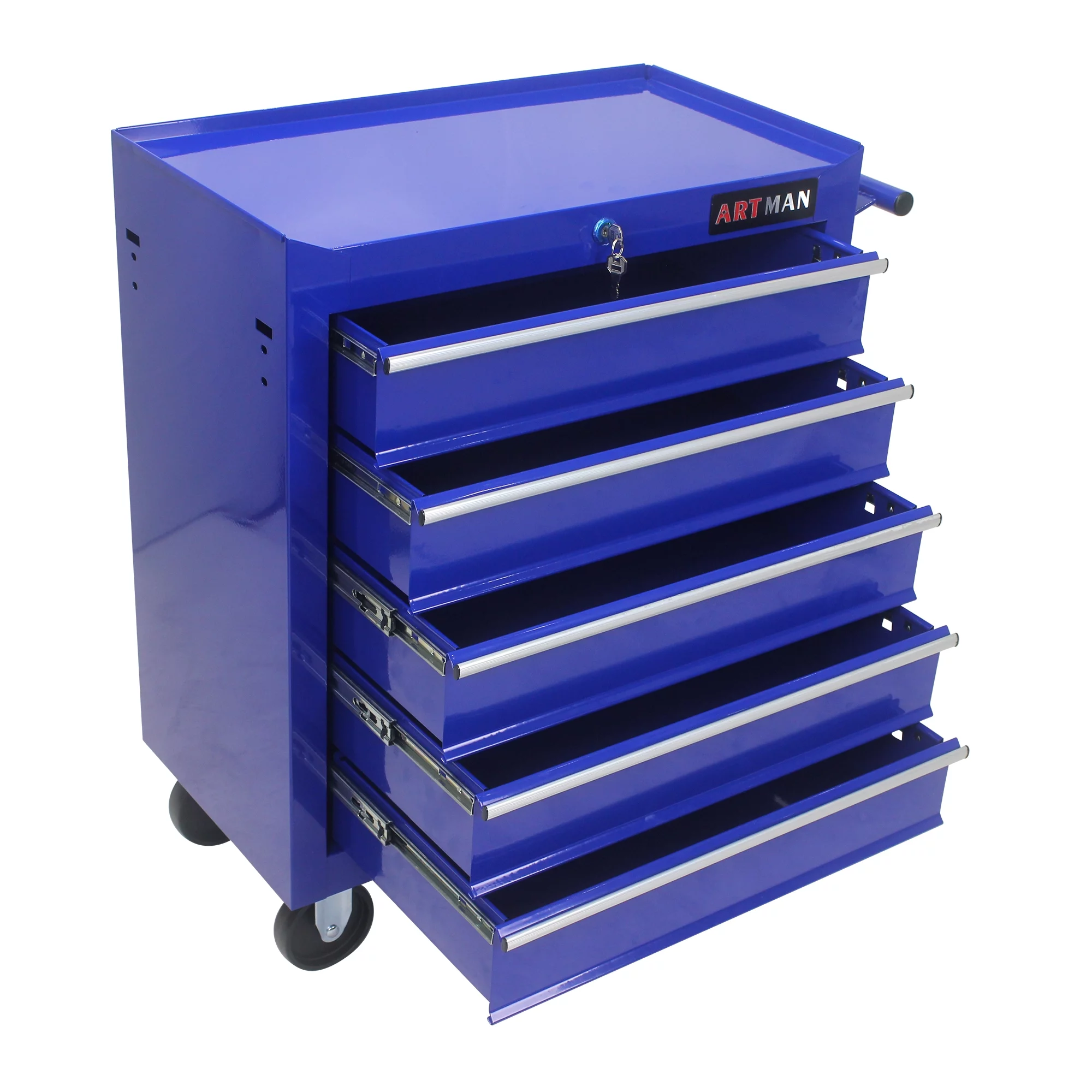5 Drawers Rolling Tool Chest Cabinet with Wheels, Tool Storage Cabinet and Tool Cart Organizer for Garage Warehouse Workshop, Blue - Inhomebuy