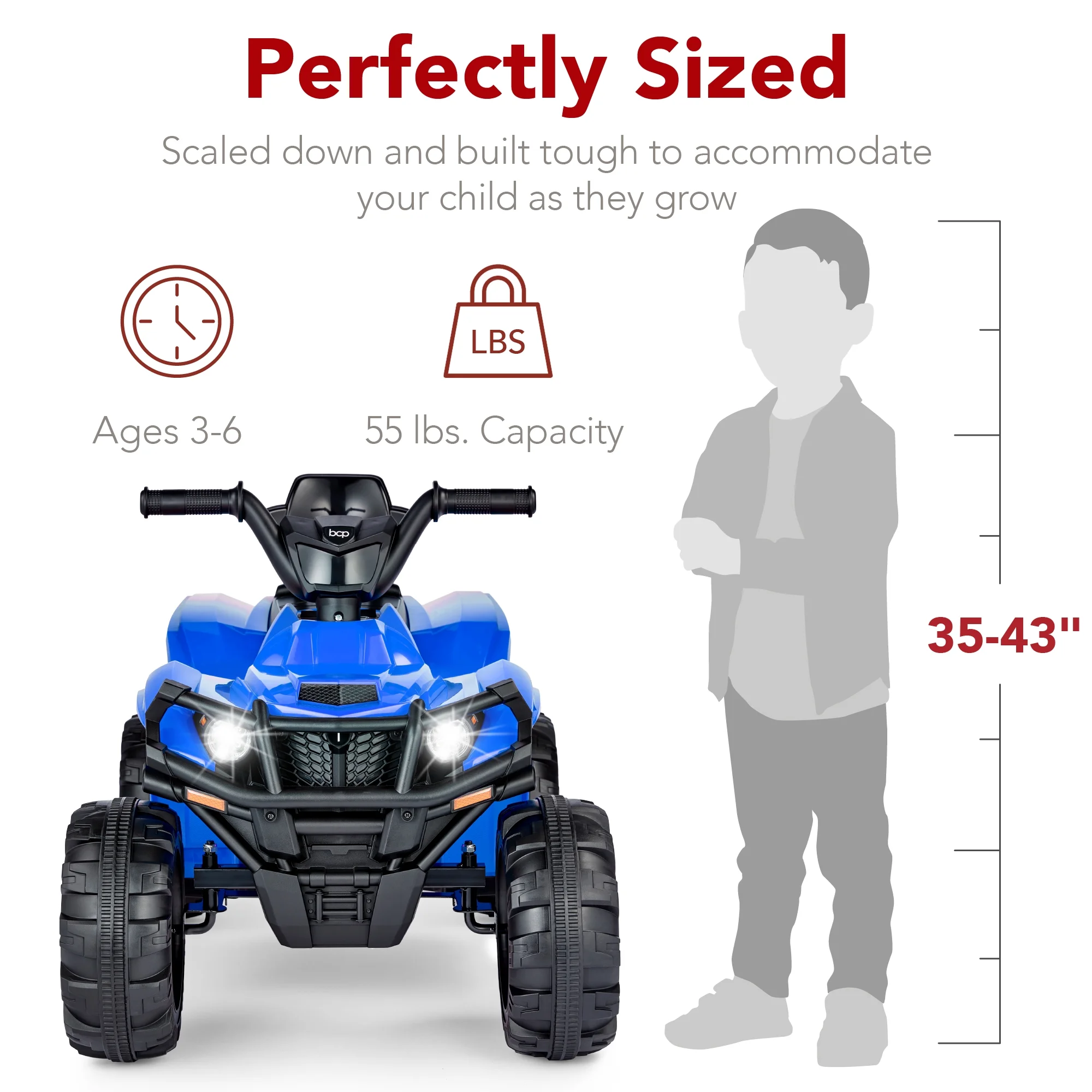 Best Choice Products 12V Kids Ride-On ATV Quad w/ Bluetooth, 2.4mph Max, Treaded Tires, LED Lights, Radio - Black - Inhomebuy