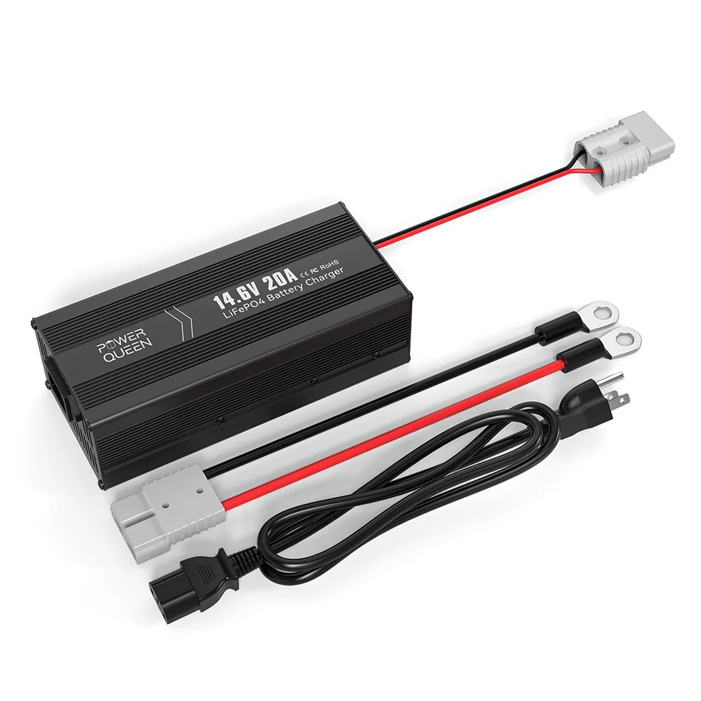 Power Queen 12V 200AH Plus LiFePO4 Deep Cycle Lithium Battery+Charger for RV Off-Grid Solar - Inhomebuy