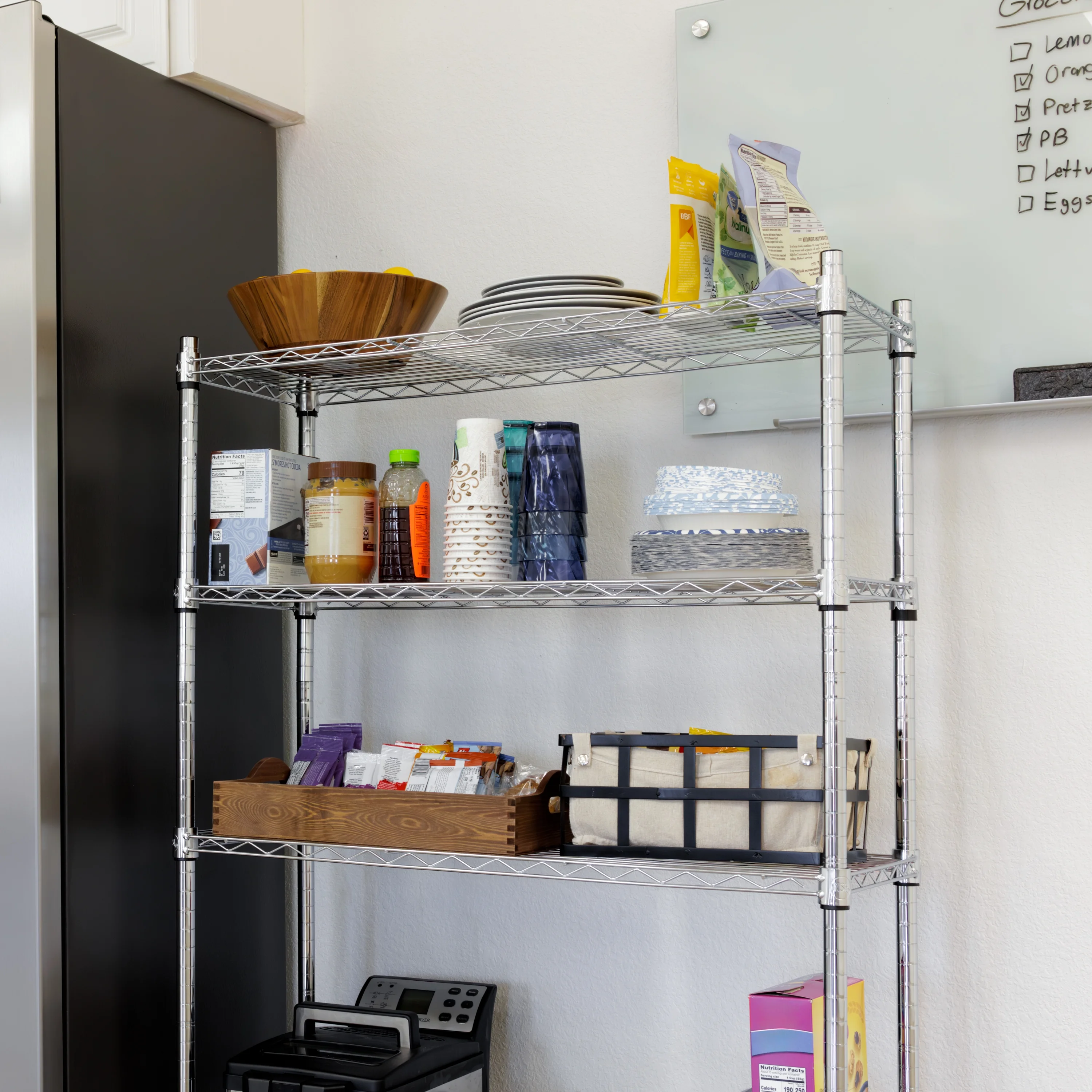 Hyper Tough 4 Tier Wire Shelf Unit, Chrome, 1400 lb. Capacity, Adult - Inhomebuy