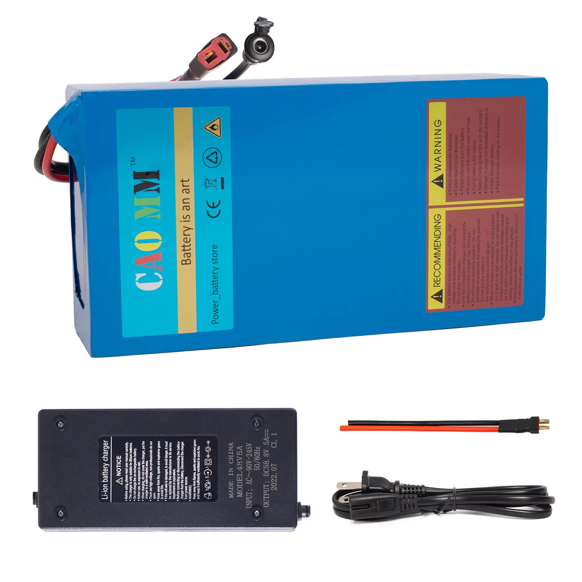 Ebike Battery 48V 10Ah Lithium Battery with 5A Fast Charger Scooter Battery for 1000W Electric Bike Motor - Inhomebuy