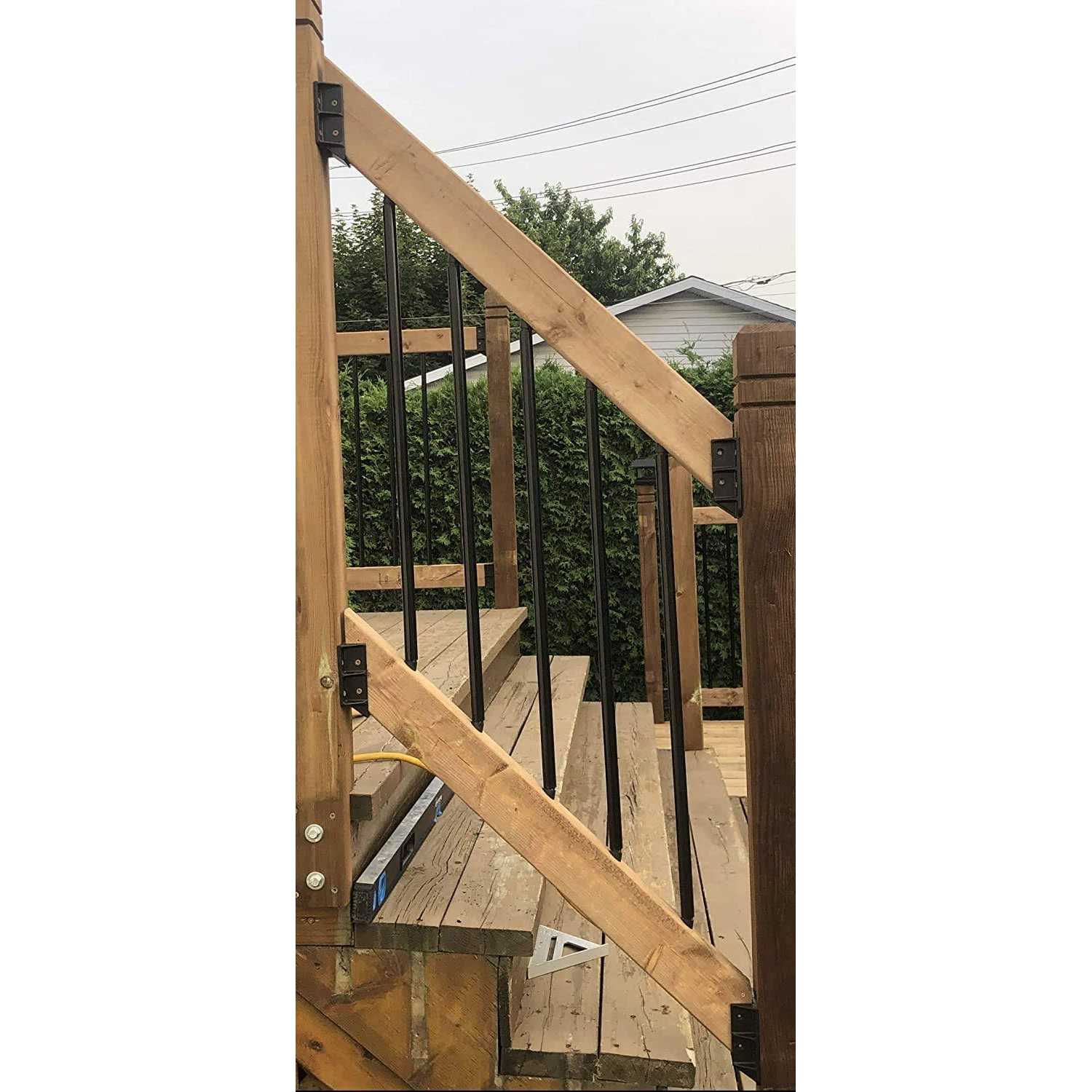 Fence & DECK RITE Adjustable Fence Brackets fits Standard 2x 4 Railings Adjustable up to 35 Degrees. Reinforced Black - Inhomebuy