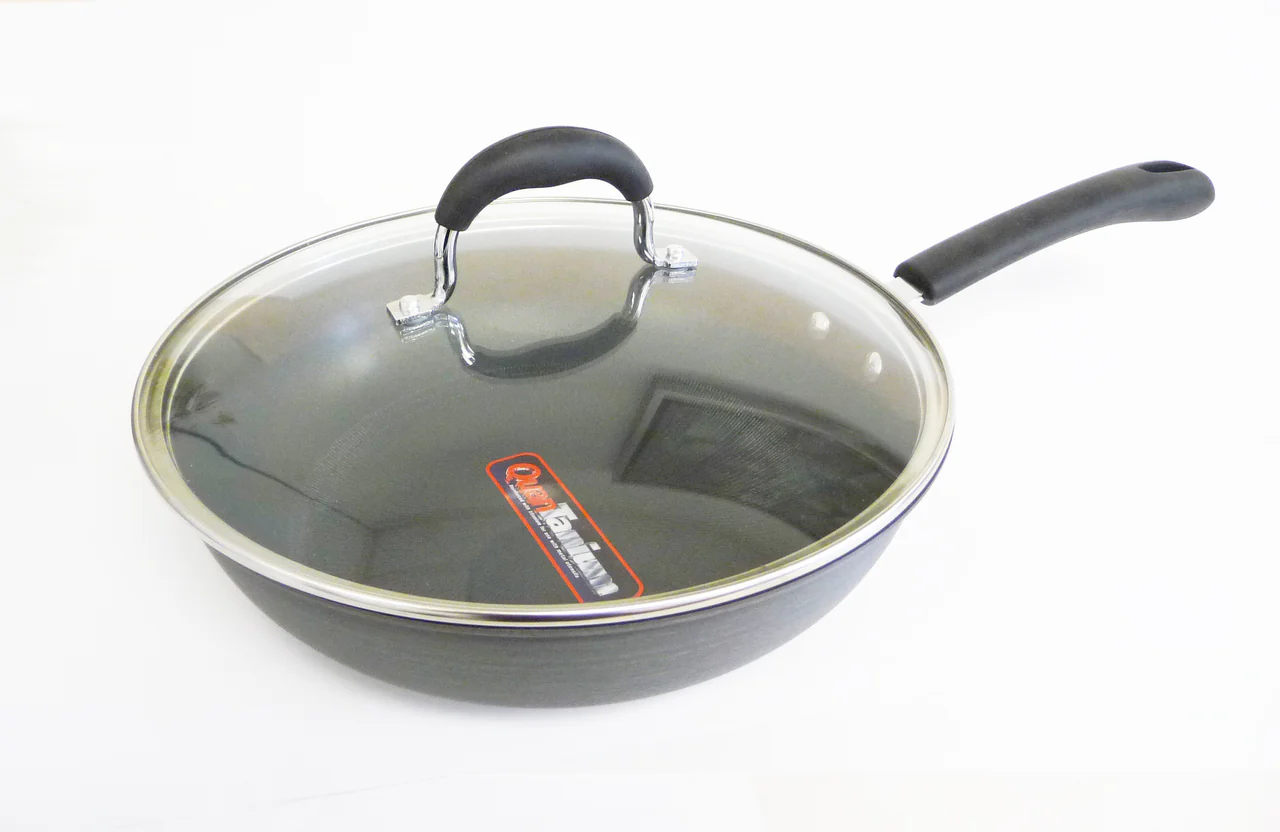Healthy Bear hard anodized Wok |BCHA28WG| 28cm with Glass Lid - Inhomebuy