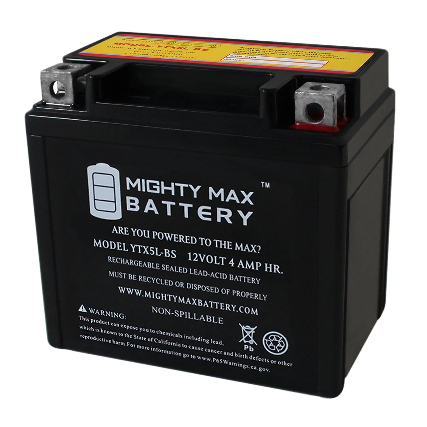 YTX5L-BS 12V 4AH Battery Replaces ATV Quad Motorcycle Scooter Moped - Inhomebuy