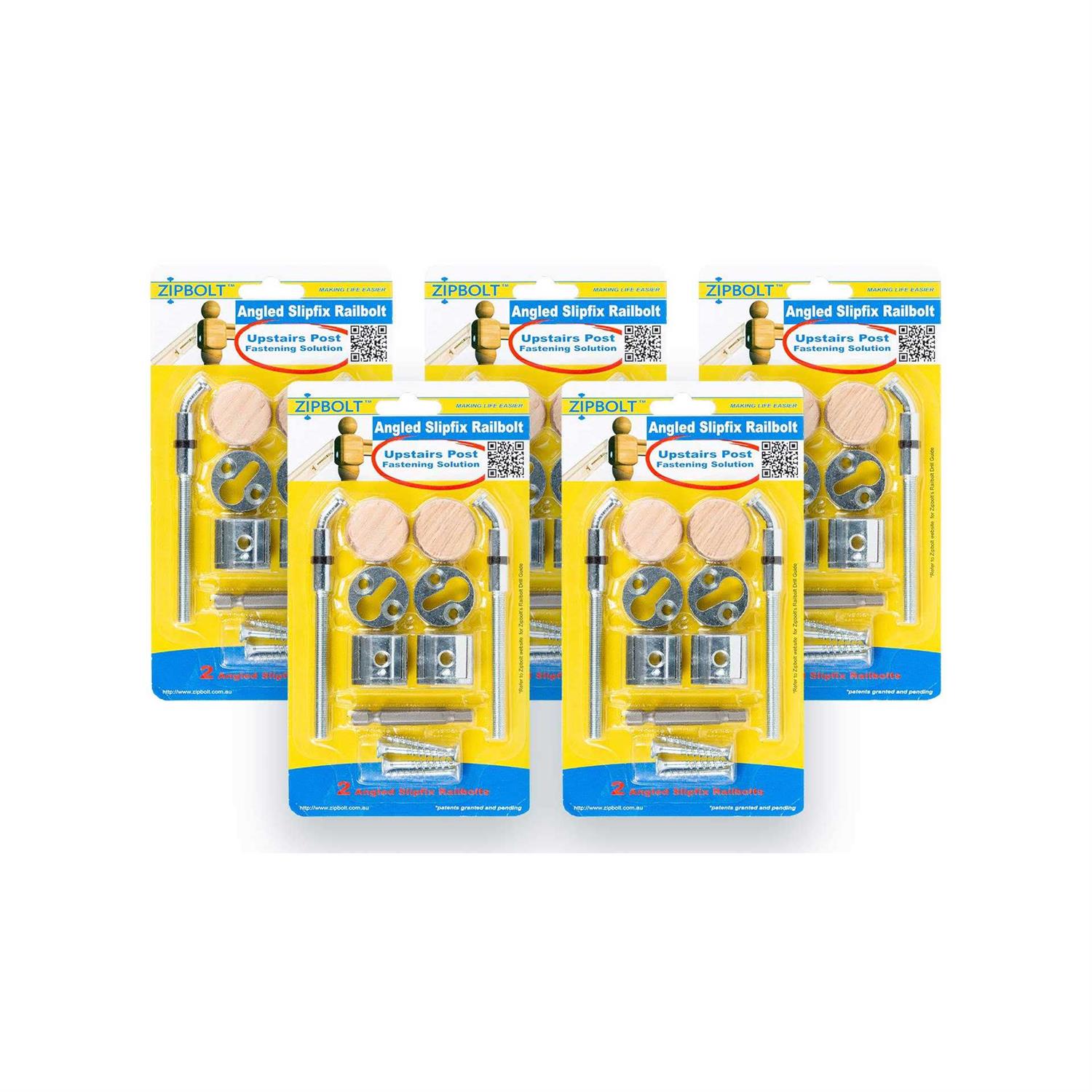 Zipbolt Angled Handrail to Newel Post Connector — 11.560 Angled Staircase Railbolt for Lower Connection Acute Angle Post Fastener - Inhomebuy