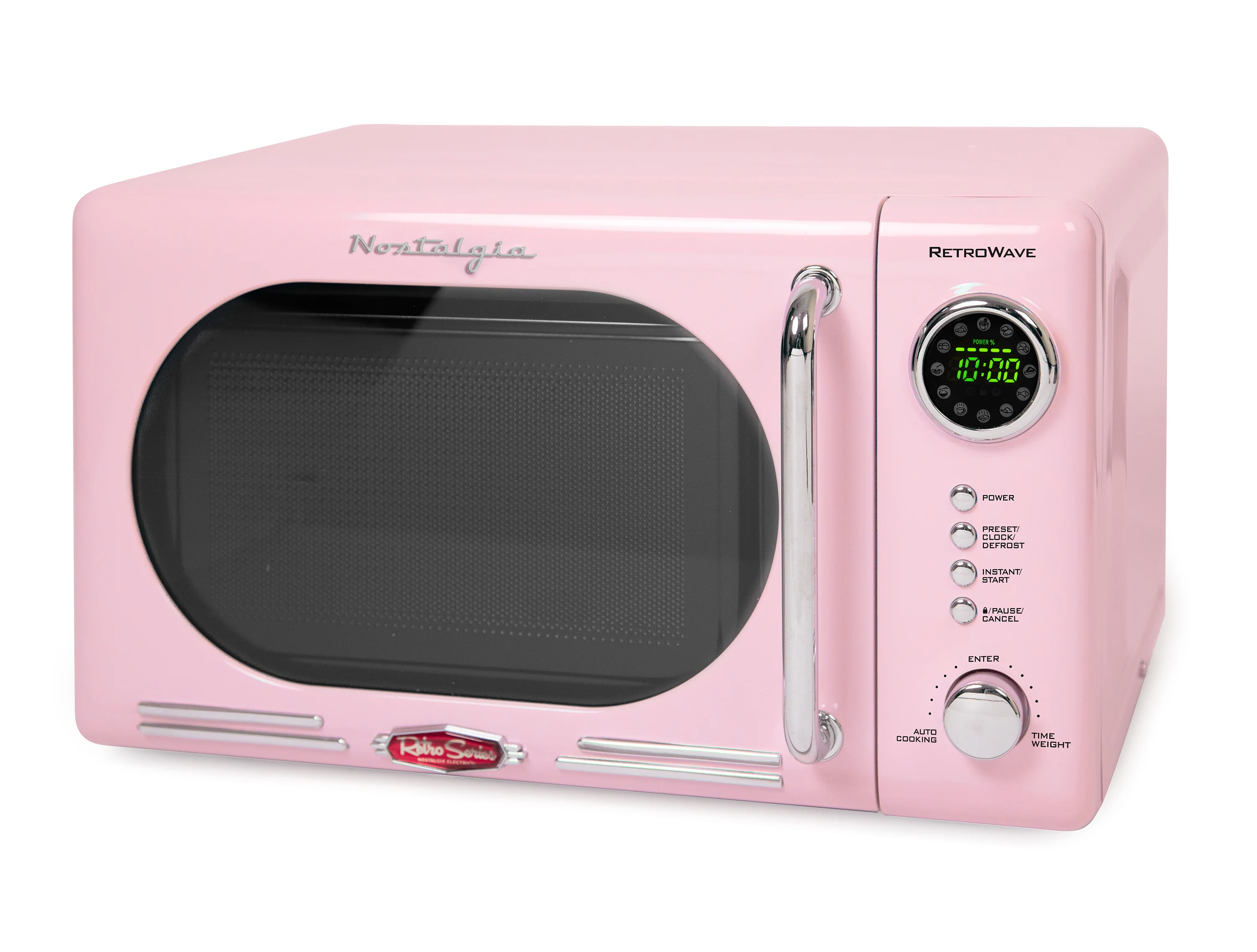 Retro 0.7 Cubic Foot Countertop Microwave Oven, Pink - Inhomebuy
