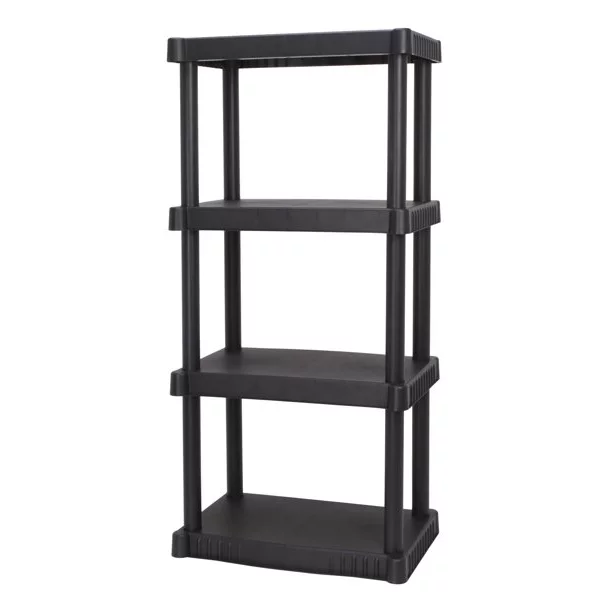 Hyper Tough 4-Shelf Plastic Garage Shelves, Black, Holds up to 340 lbs (3 Pack) - Inhomebuy