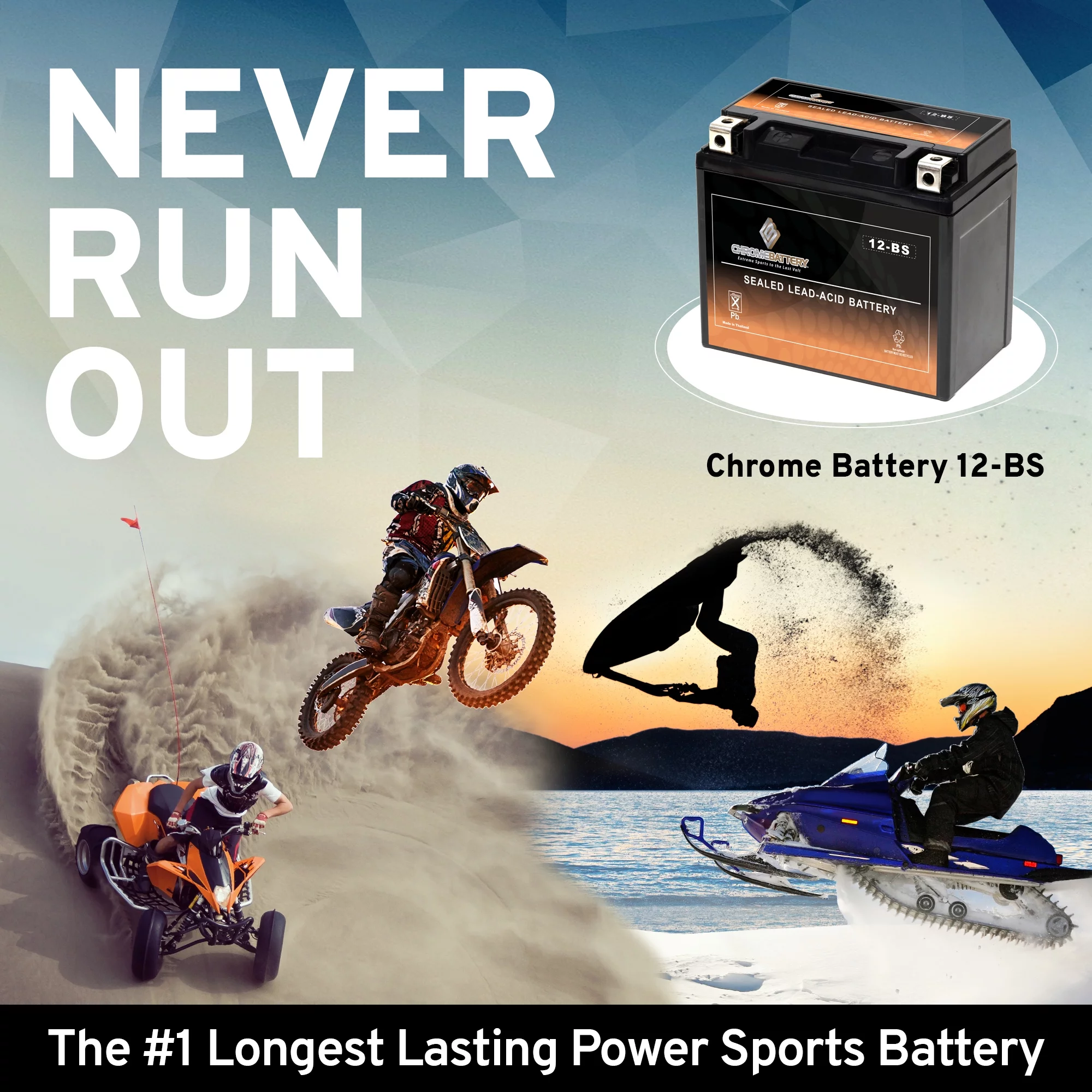 Chrome Pro Battery Ytx12-Bs Igel Power Sports Battery Replaces 12-Bs Etx12 Gtx12-Bs Cytx12-Bs Ctx12-Bs - Inhomebuy