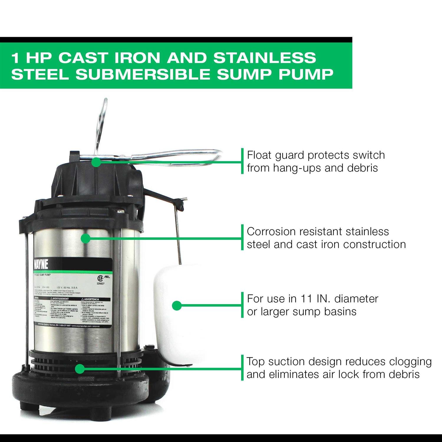 Wayne 3/4 HP Submersible Sump Pump - Inhomebuy