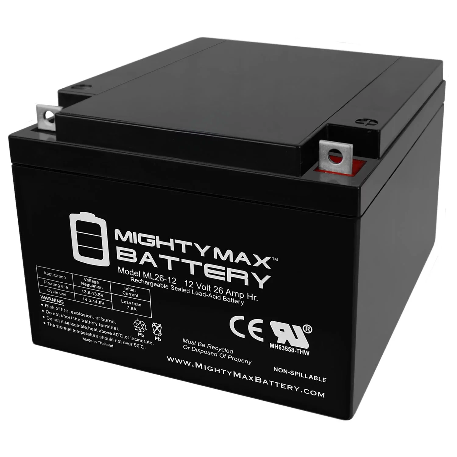ML26-12 12V 26AH SEALED 12 VOLT DEEP - CYCLE RECHARGEABLE BATTERY - Inhomebuy