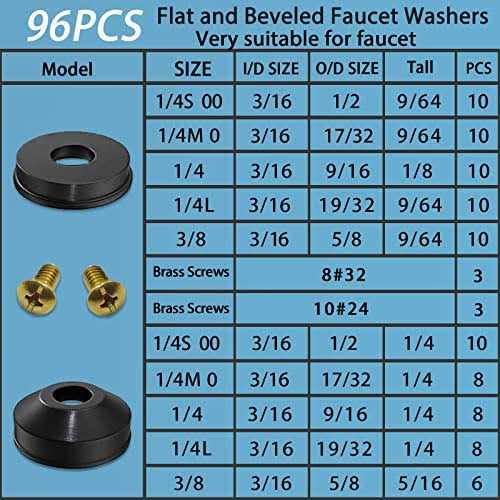 Xbvv 106 Pcs Faucet Washer Assortment Kit with Assorted Flat and Beveled Rubber Washers for Outdoor Garden Faucet Stem Leak Worn Replacement Repair - Inhomebuy