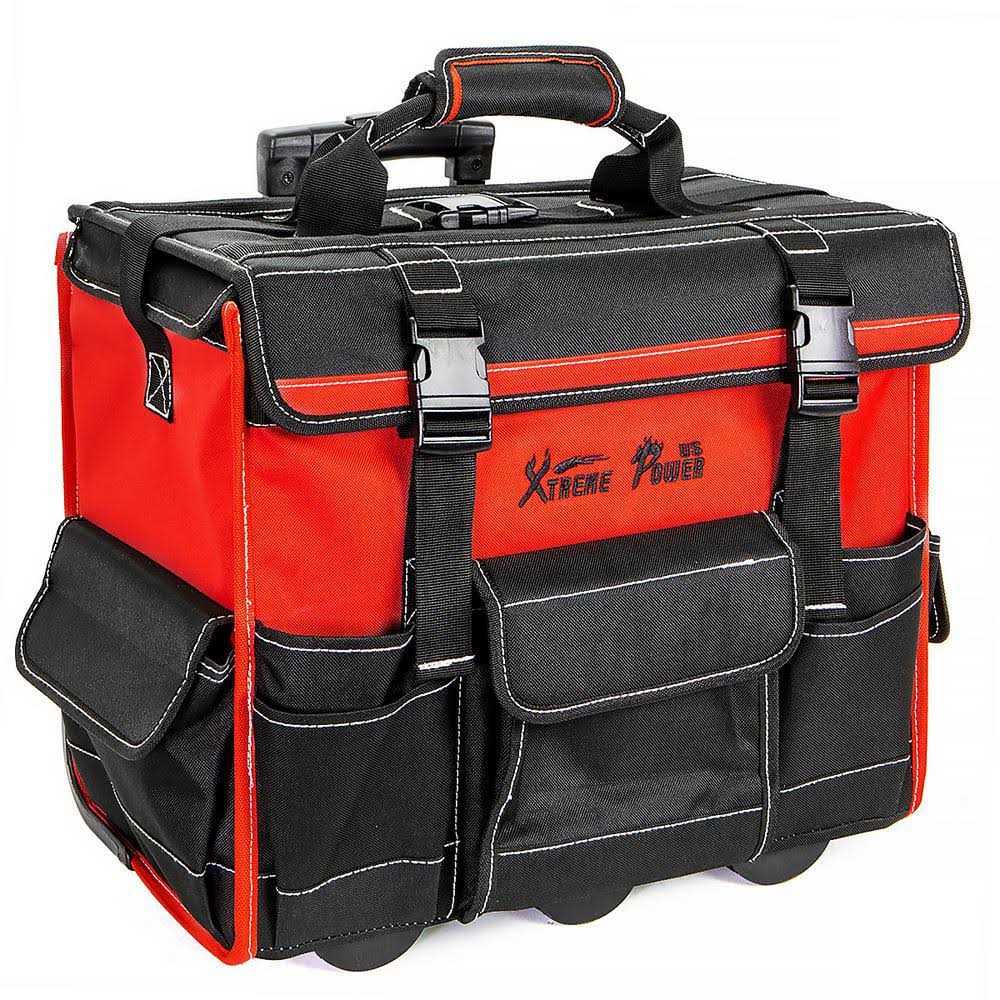 Xtremepowerus Rolling Tool Bag 18 with Wheels Portable Storage Organizer - Inhomebuy