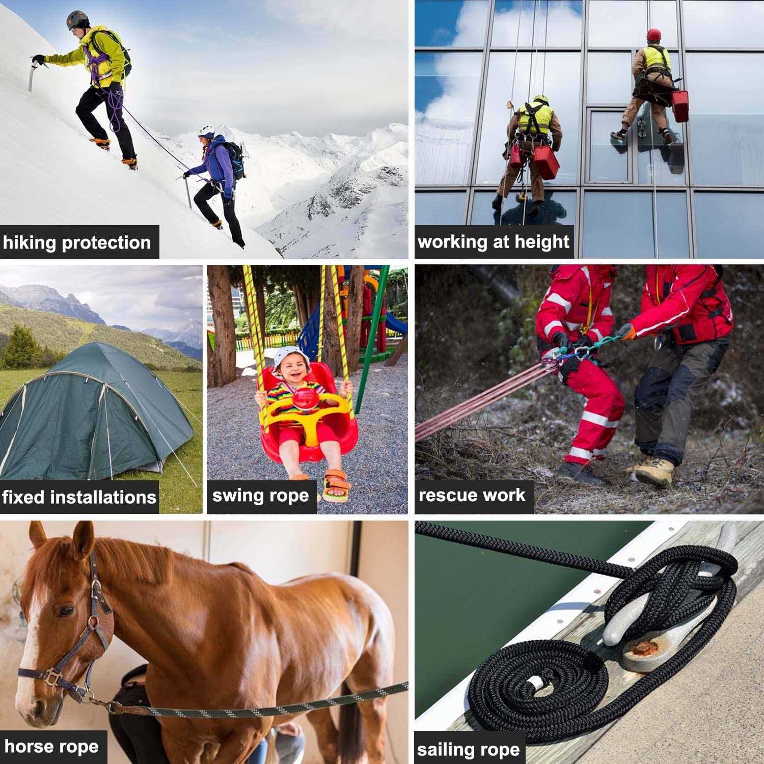 Crayza Double Braided Polyester Rope Strong Arborist Rigging Rope 48 Strands for Climbing Tree Work Pulling Swing Sailing - Inhomebuy